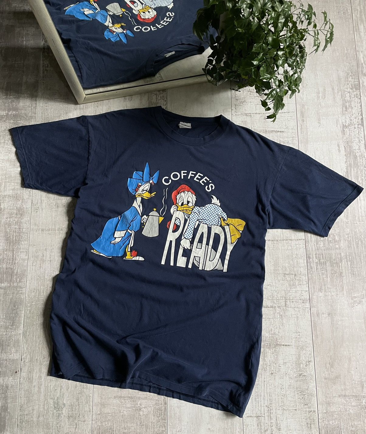Disney × Vintage Vintage Disney Donald Duck 90’s T-Shirt Coffees Ready RARE Size US L / EU 52-54 / 3 - 2 Thumbnail