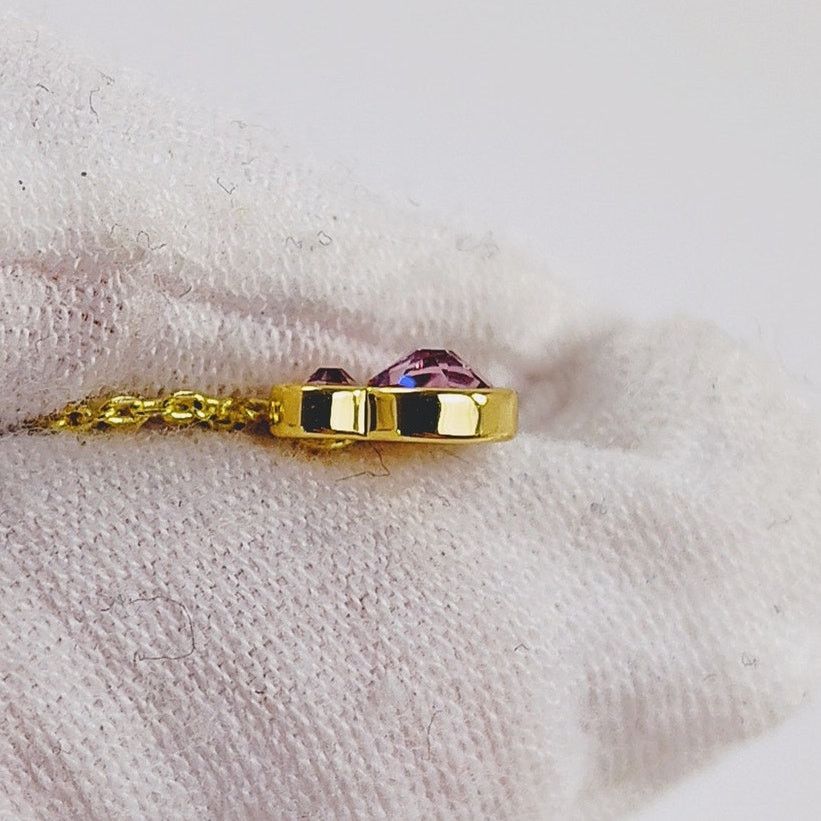 Disney Disney Mickey Mouse Necklace Light Purple Rhinestone Gold Size ONE SIZE - 4 Thumbnail