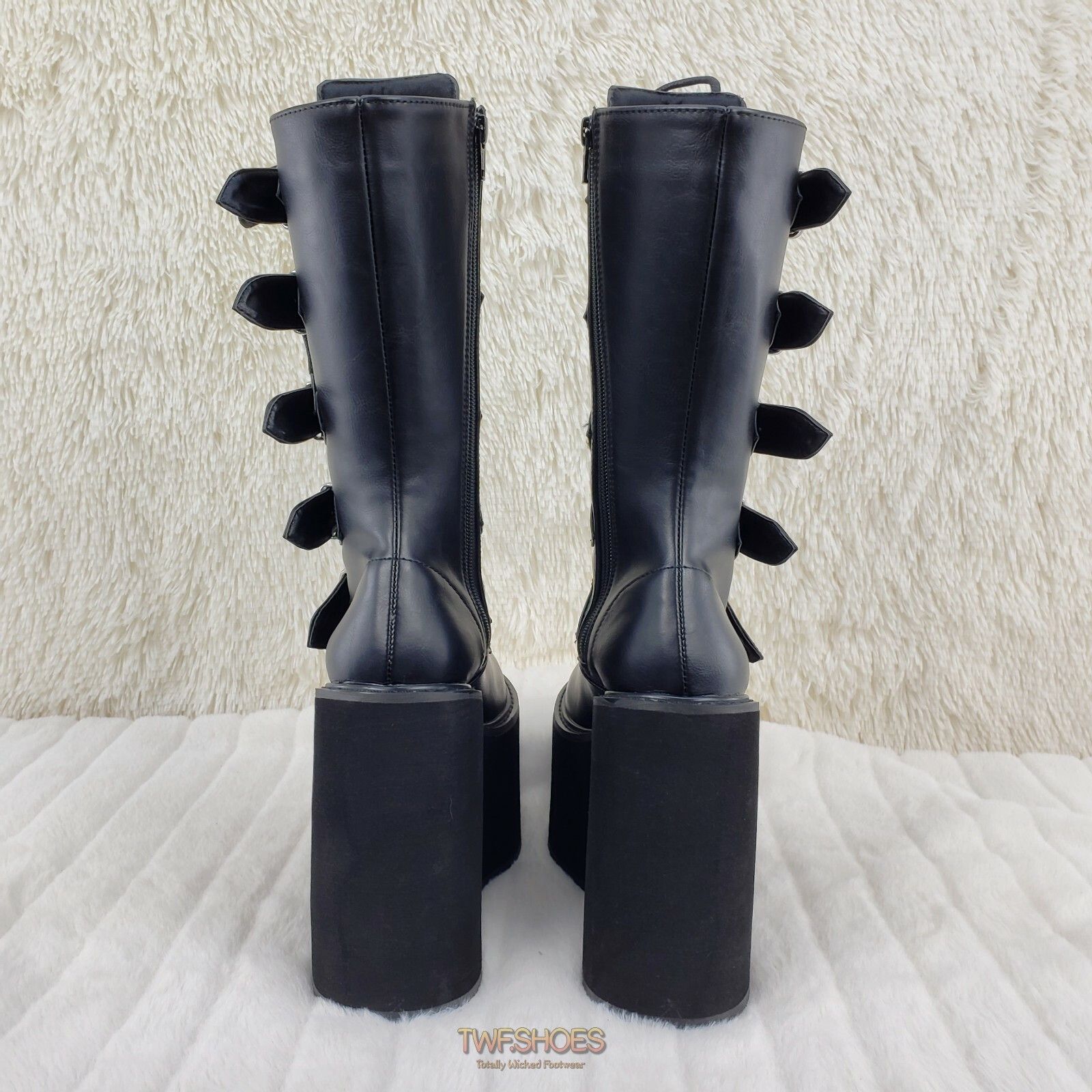 Demonia Cult DEMONIA Swing 220 Black Matte Multi Buckle Goth Mid-Calf Boo Size US 12 / IT 42 - 8 Thumbnail