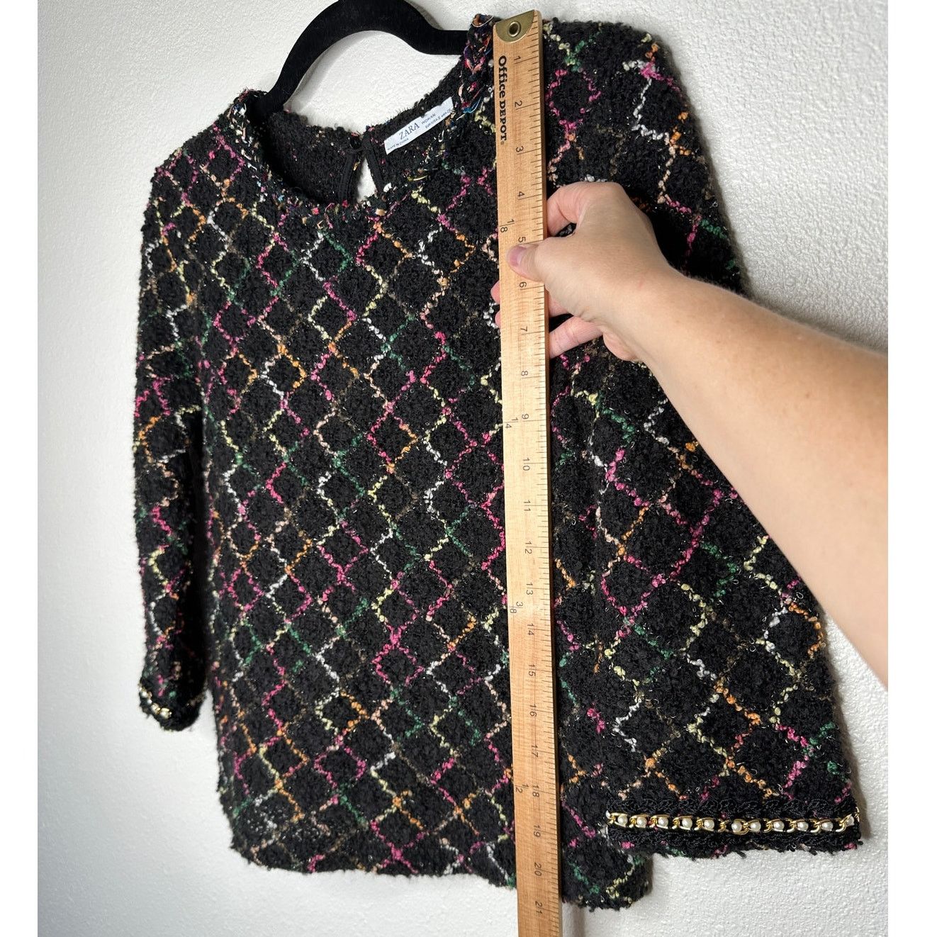 Zara Zara Black Multicolor Knit Sweater Pearls on Sleeves Top S Size S / US 4 / IT 40 - 13 Thumbnail