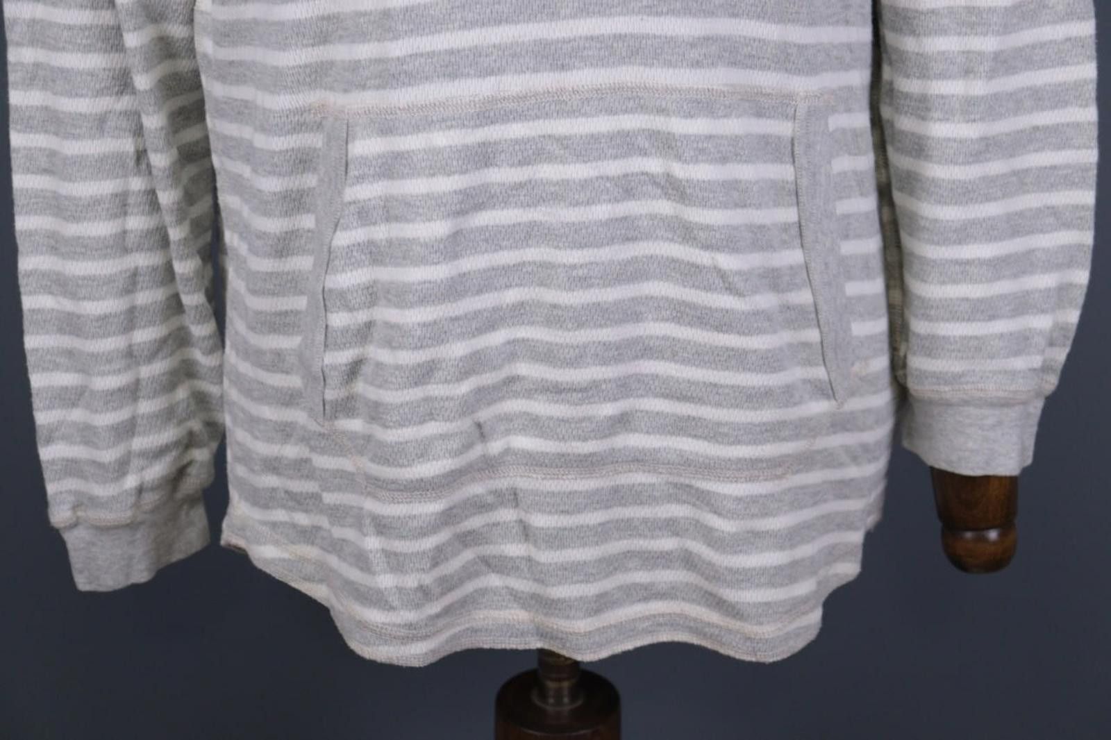 J.Crew J.Crew Gray Striped Henley Knit Hooded Sweater Size M Size US M / EU 48-50 / 2 - 4 Thumbnail