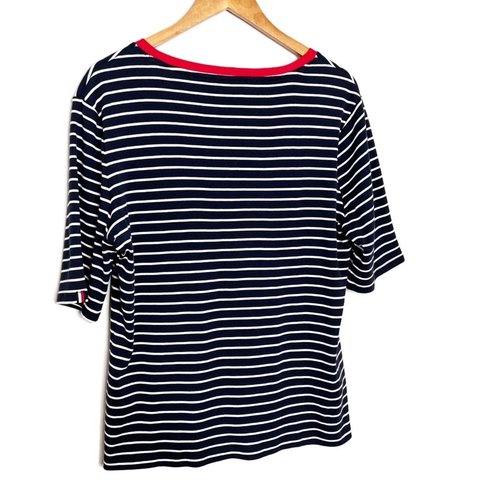 Tommy Hilfiger New with Tag Women's Tommy Hilfiger Navy Striped T-Shirt Size XL / US 12-14 / IT 48-50 - 9 Thumbnail