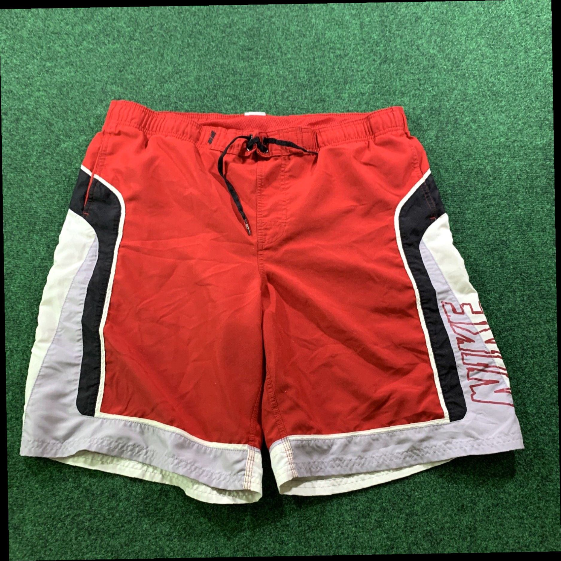 Nike Nike Mens Pull On Swim Shorts Trunks Athletic Medium Black Red Trim Size US 33 - 1 Thumbnail