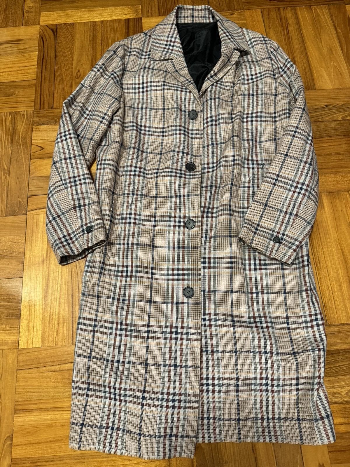image of Ami Brown Plaid Coat 48, Men's (Size Medium)