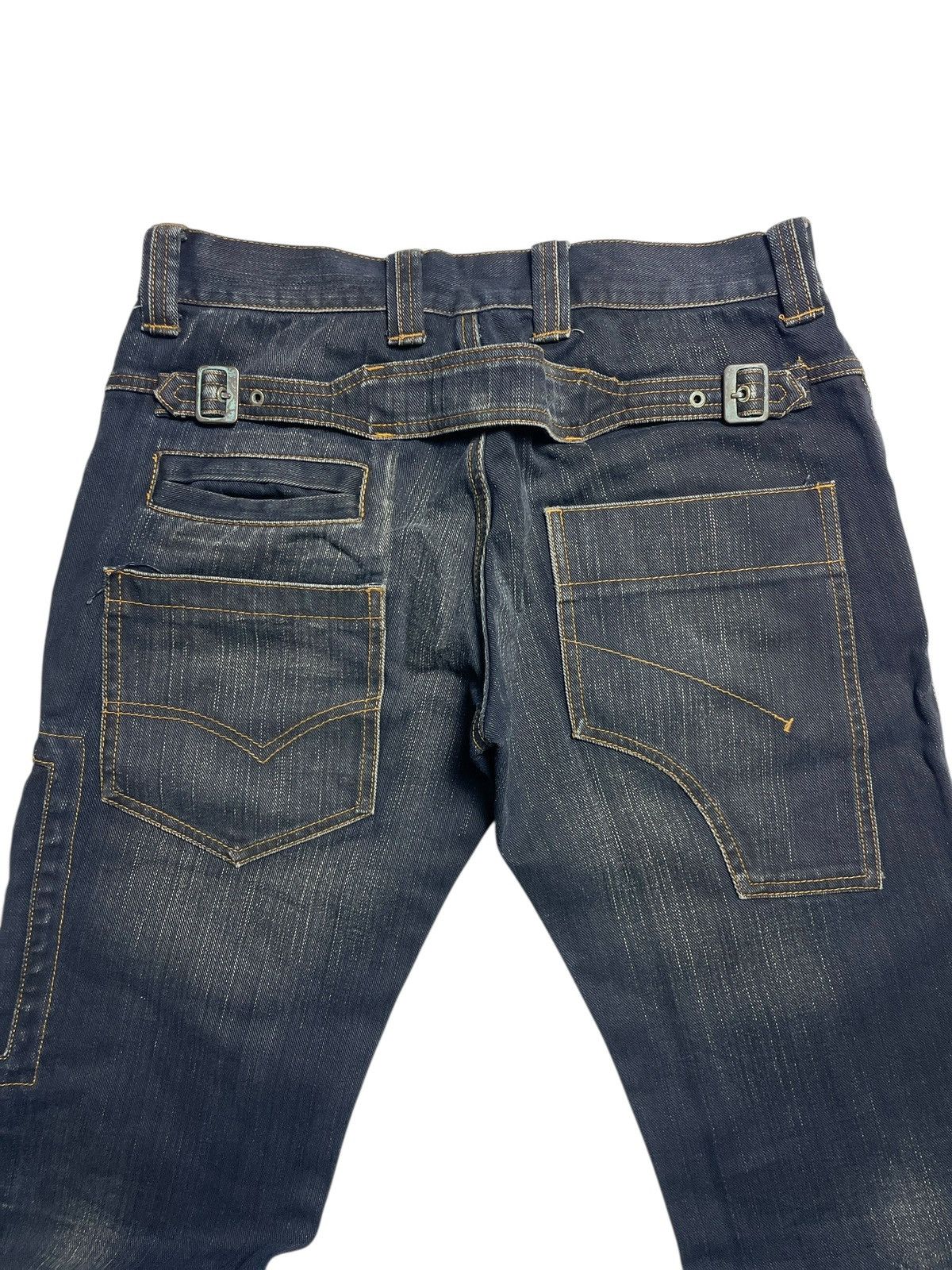 Tornado Mart 291295=Homme - Buckle Back Bikers Denim Pants Size US 31 - 15 Thumbnail