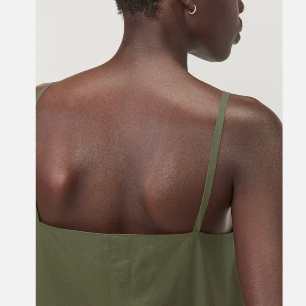 Everlane EVERLANE Poplin V-Neck Slip Dress in Kalamata Green Shift 6 Size M / US 6-8 / IT 42-44 - 3 Thumbnail