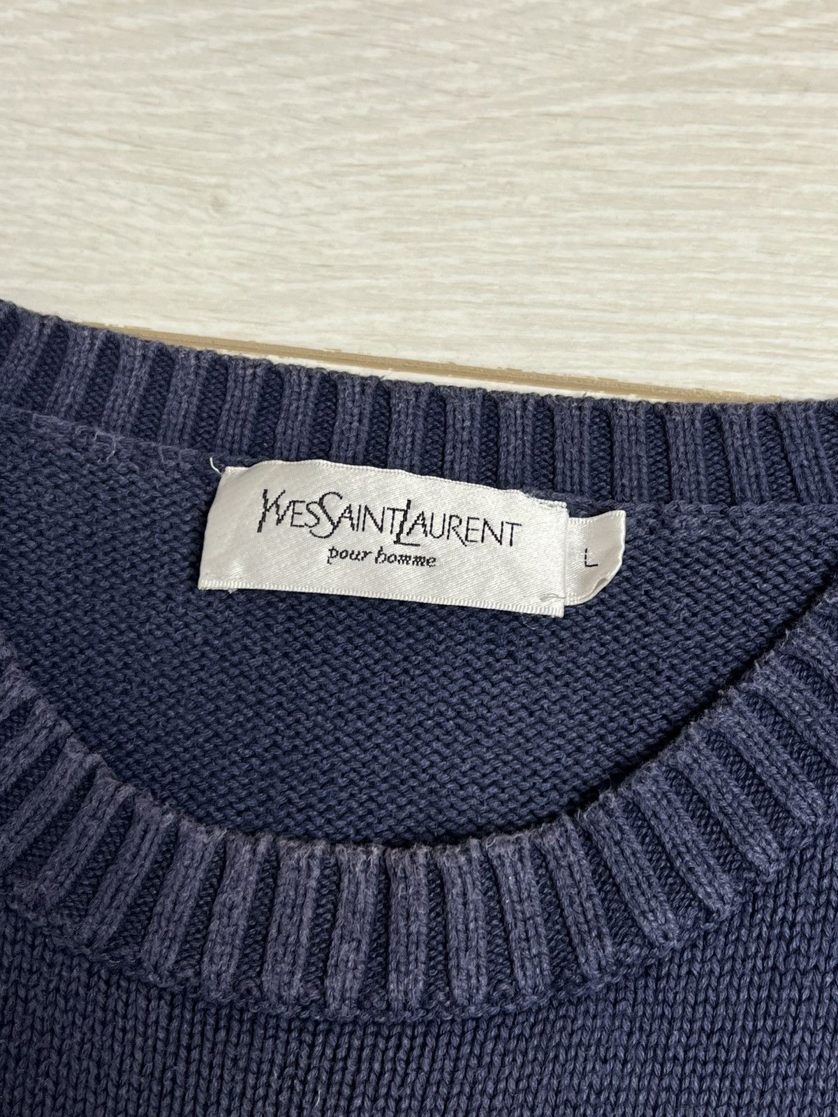 Yves Saint Laurent Vintage YSL Pour Homme Navy Crewneck Sweater Size US XL / EU 56 / 4 - 12 Thumbnail
