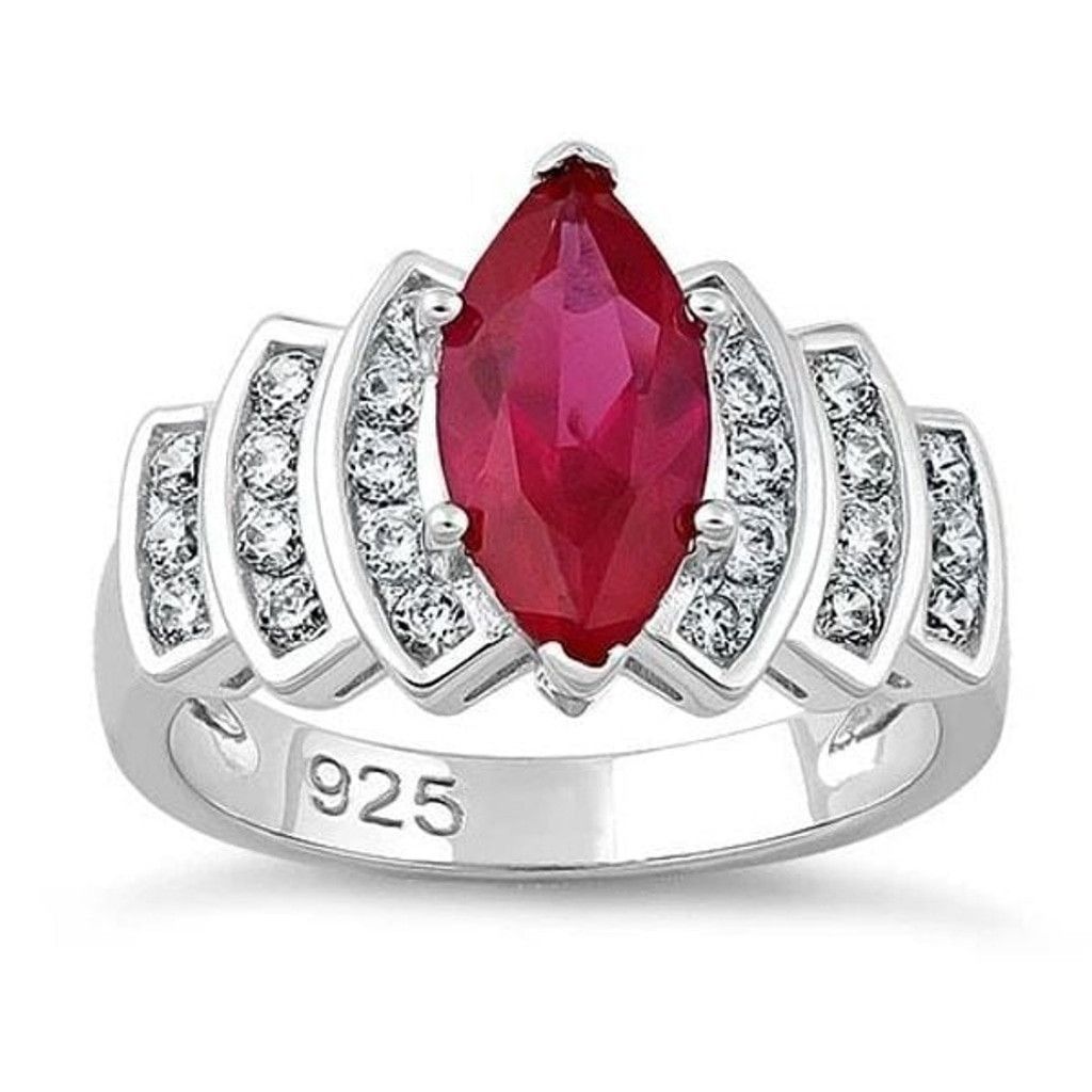 Other Marquise Cut Ruby CZ Sterling Silver Ring Womens Size 11 New Size ONE SIZE - 2 Thumbnail
