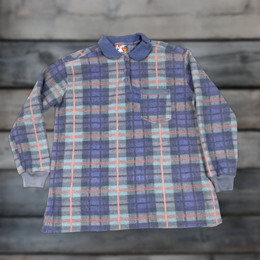 Etro VTG 90s Plaid Fleece Collared Pullover Sweatshirt Jacket M Multicolor Grunge Retro Sweater Women Size M / US 6-8 / IT 42-44 - 1 Thumbnail