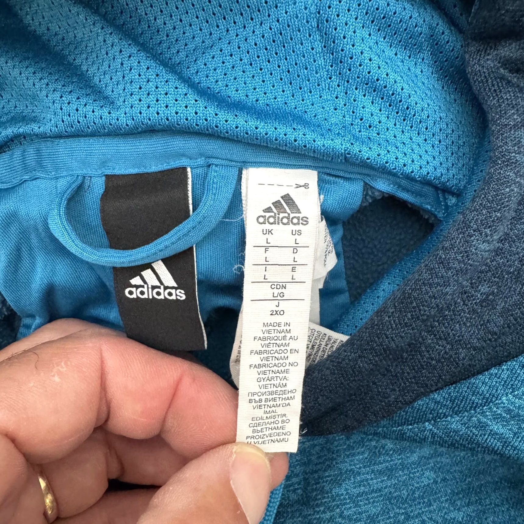 Adidas Adidas Hoodie Mens Large Blue Pullover Sweatshirt Kangaroo Pocket Athletic BQ8736 Size US L / EU 52-54 / 3 - 6 Thumbnail