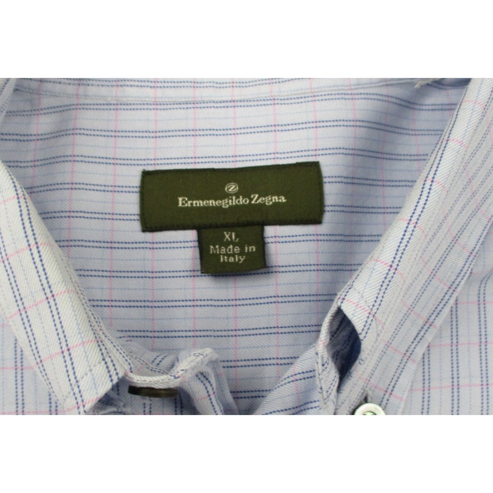 Ermenegildo Zegna Ermenegildo Zegna Shirt Mens XL Check Button Down Dress Made in Italy Blue Size 46R - 5 Thumbnail