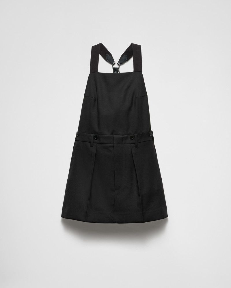 Prada o1B3y1r0426 Gabardine Mini-Dress in Black Size XS / US 0-2 / IT 36-38 - 1 Thumbnail