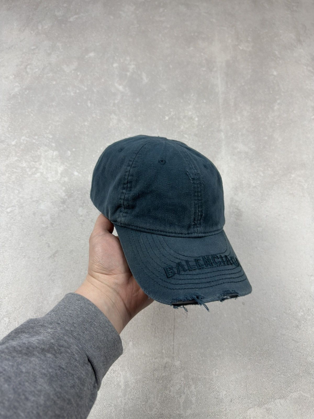 Balenciaga Balenciaga Logo Visor Distressed Blue Cap Y2k Size ONE SIZE - 7 Thumbnail