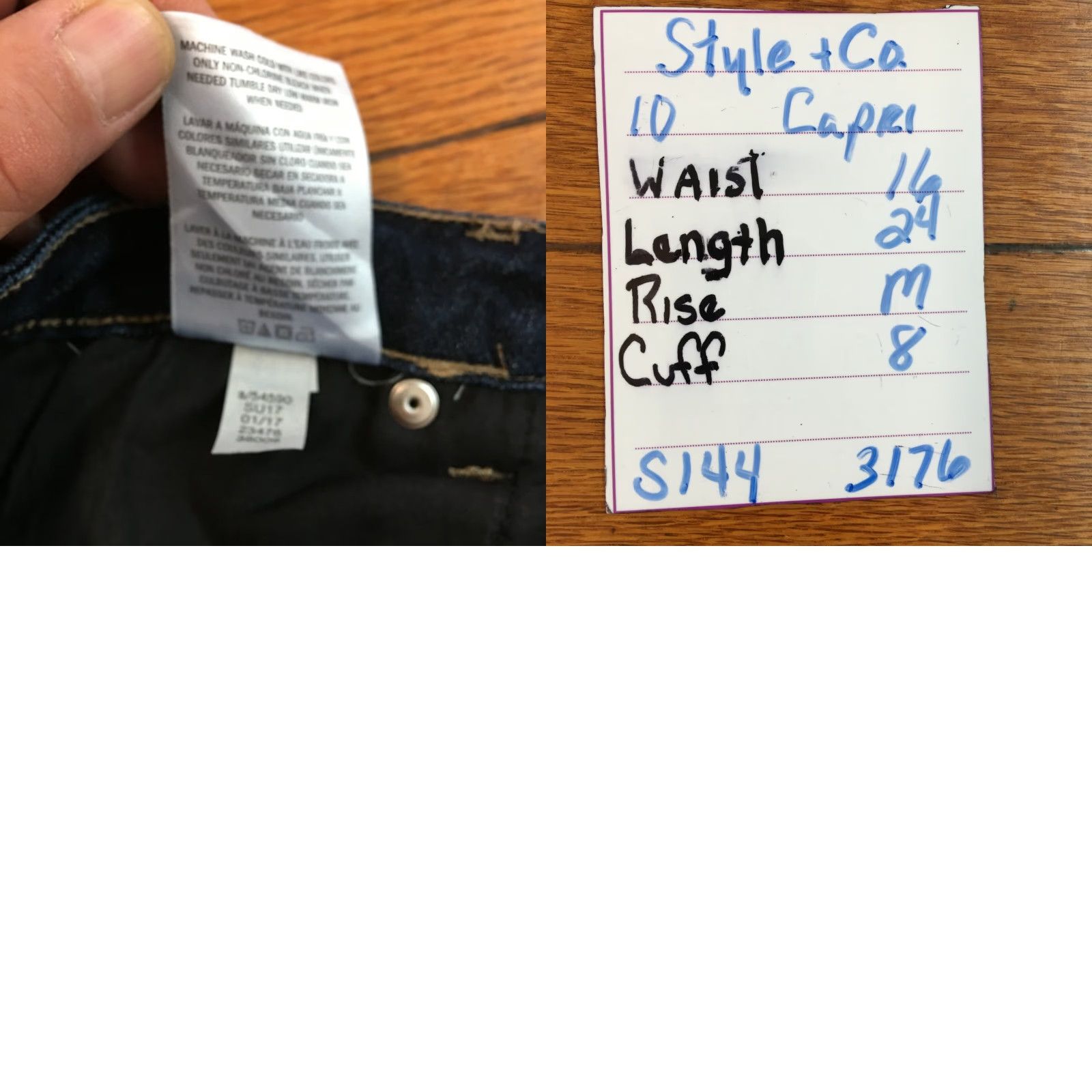 Vintage Style&co. Women Capri Jeans Denim Blue 10 Straight Leg 31in Inseam 5-Pocket Zipper Button High Rise 42in Waist Medium Wash Stretch Size 32" / US 10 / IT 46 - 8 Thumbnail