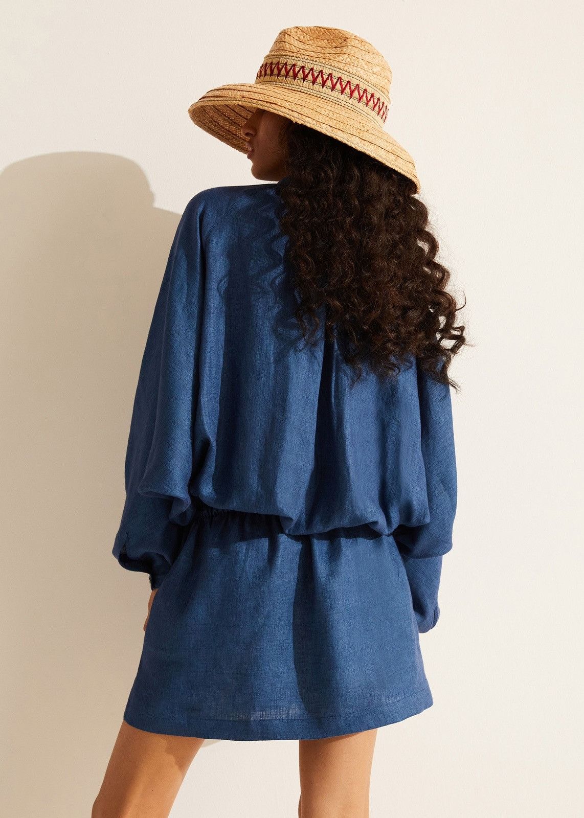 Loro Piana o1srvl11e0824 Brita Seaside Linen Mini Dress in Blue Size S / US 4 / IT 40 - 3 Thumbnail