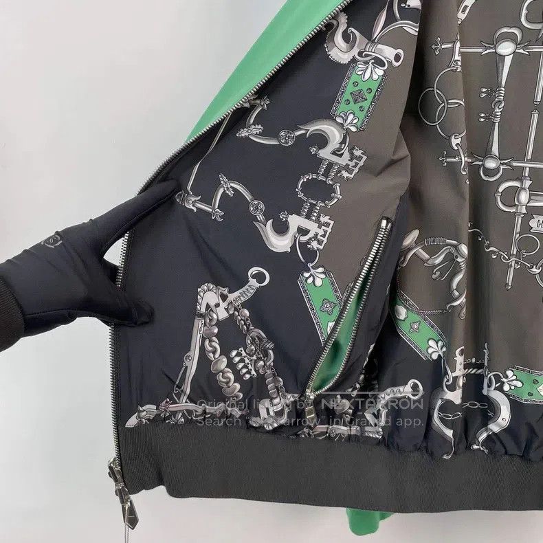 Hermes Hermes Black Green Double-sided Printed Silk Patchwork Jac Size US M / EU 48-50 / 2 - 5 Thumbnail