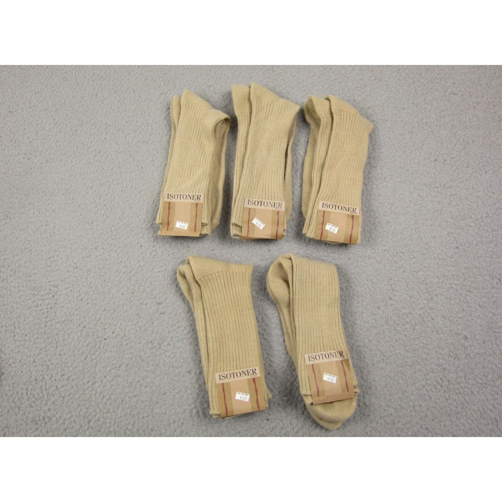 Vintage Isotoner Socks - Size 10-13 Vintage Beige, Merino Wool, 5-Pair Set - Shipping Fast Size ONE SIZE - 2 Thumbnail