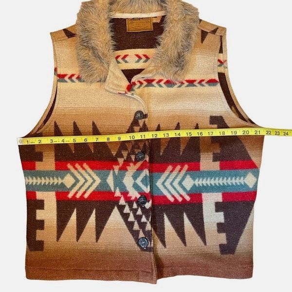 Vintage Vintage Saddle Ridge southwest fur trim wool blanket vest Size XL / US 12-14 / IT 48-50 - 6 Thumbnail