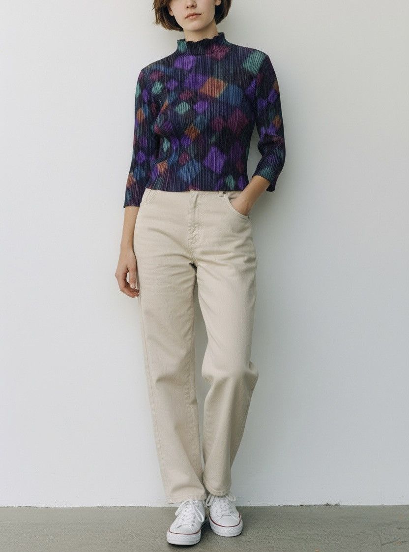 Pleats Please Issey Miyake Issey miyake pleats please multicolor mock neck Size S / US 4 / IT 40 - 2 Thumbnail