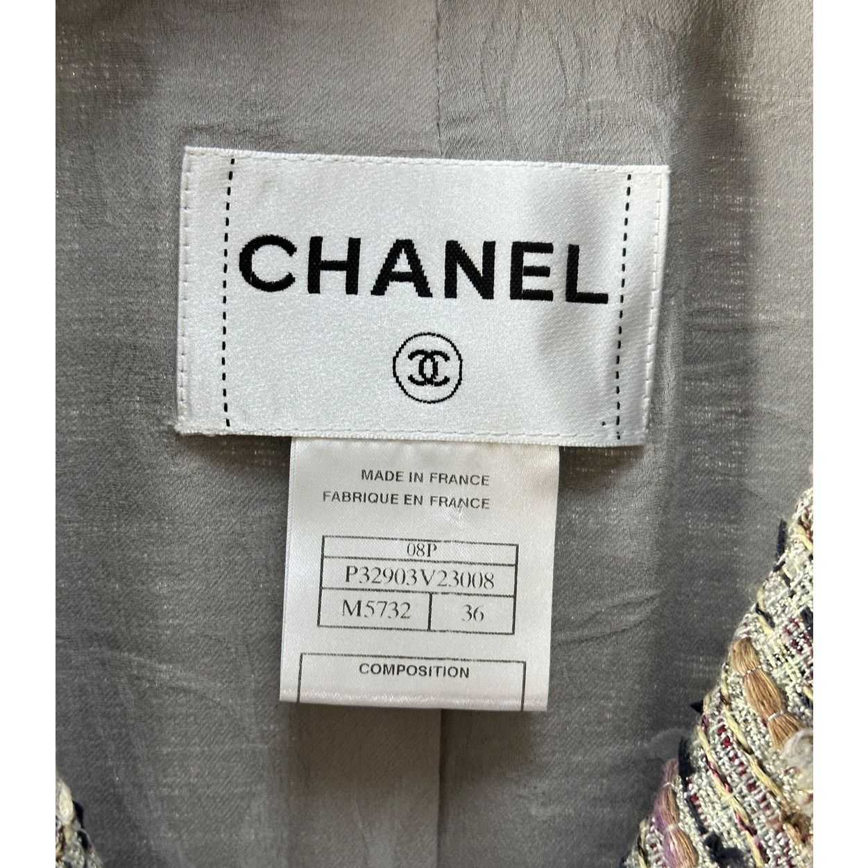 Chanel Chanel 2008 Grey Purple Tweed Fringe Jacket Sz.36 Size XS / US 0-2 / IT 36-38 - 7 Thumbnail