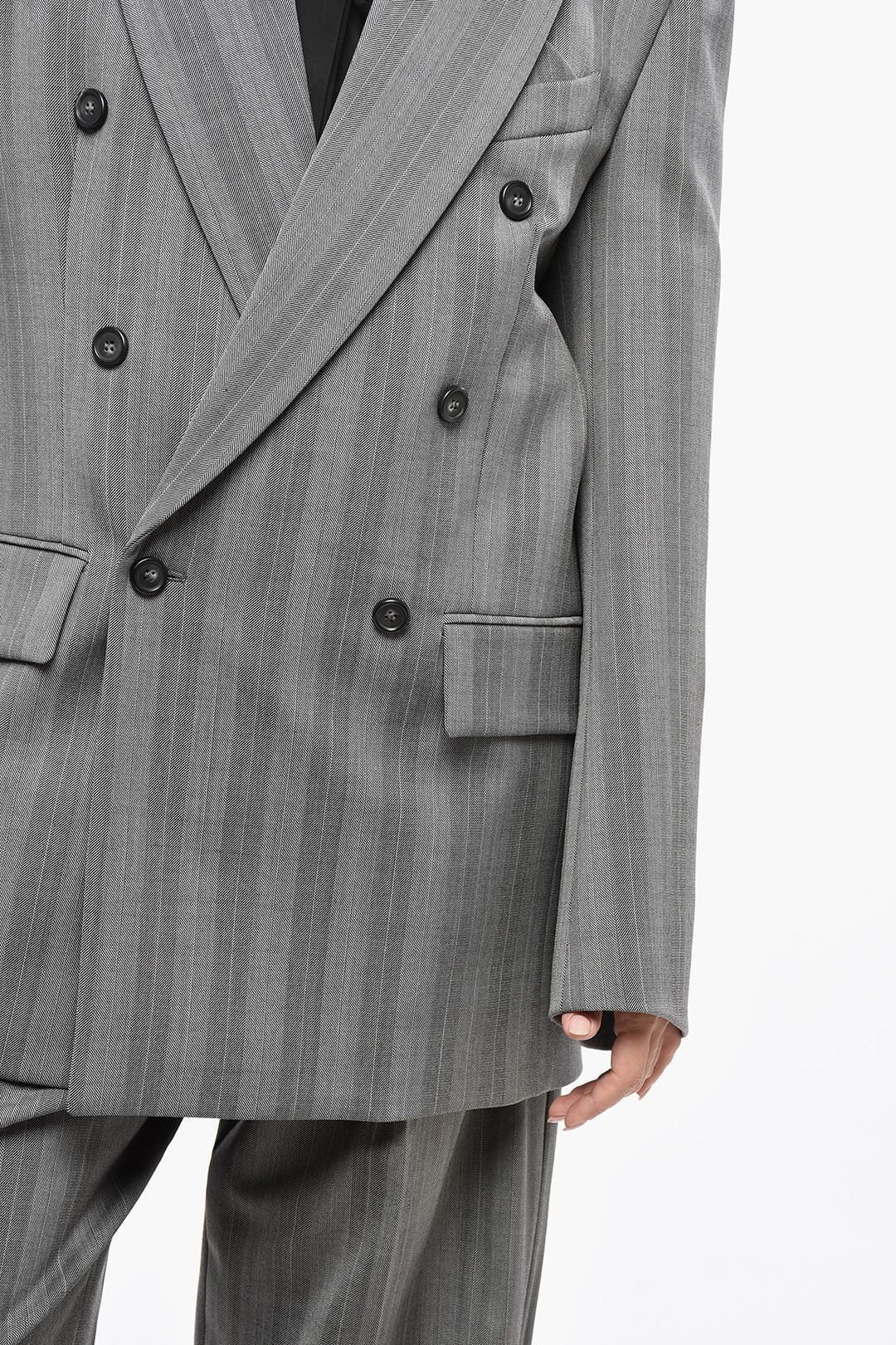 Max Mara og1mm0426 Double-Breasted Blazer in Grey Size M / US 6-8 / IT 42-44 - 3 Thumbnail