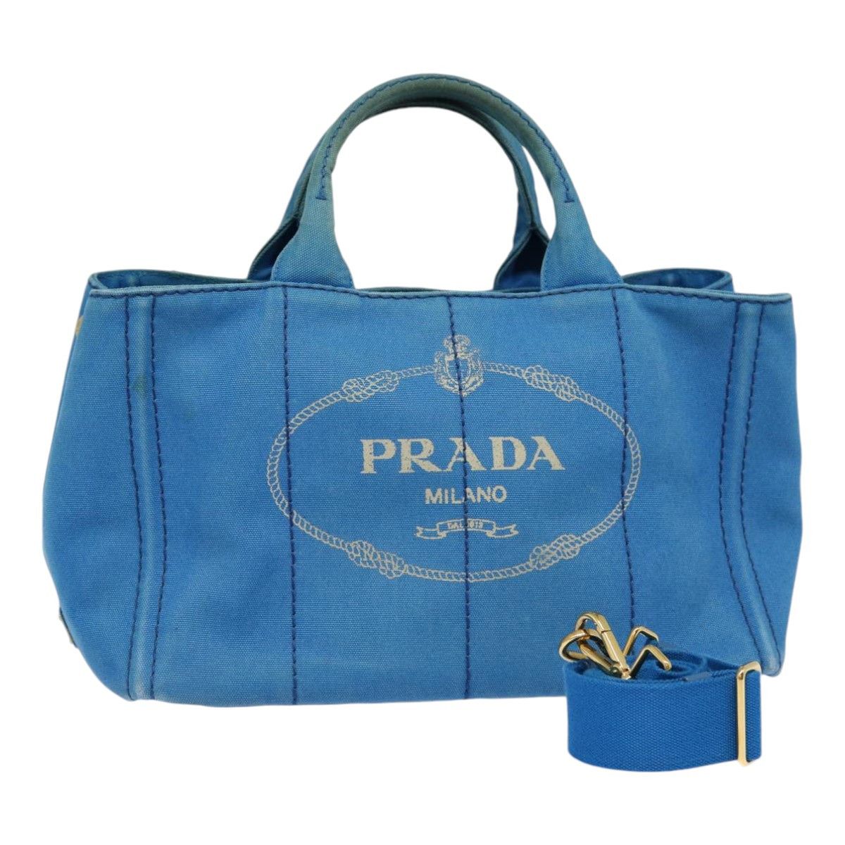 Prada Canapa Blue Canvas Handbag (Pre-Owned) Size ONE SIZE - 1 Thumbnail