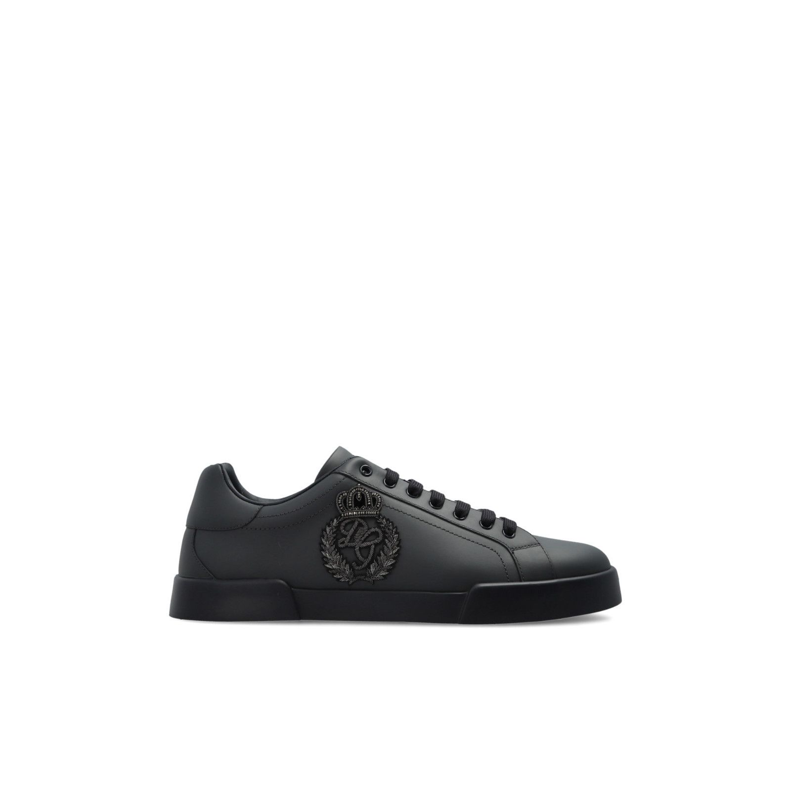 DOLCE&GABBANA Portofino Black Leather Sneakers New & Authent
