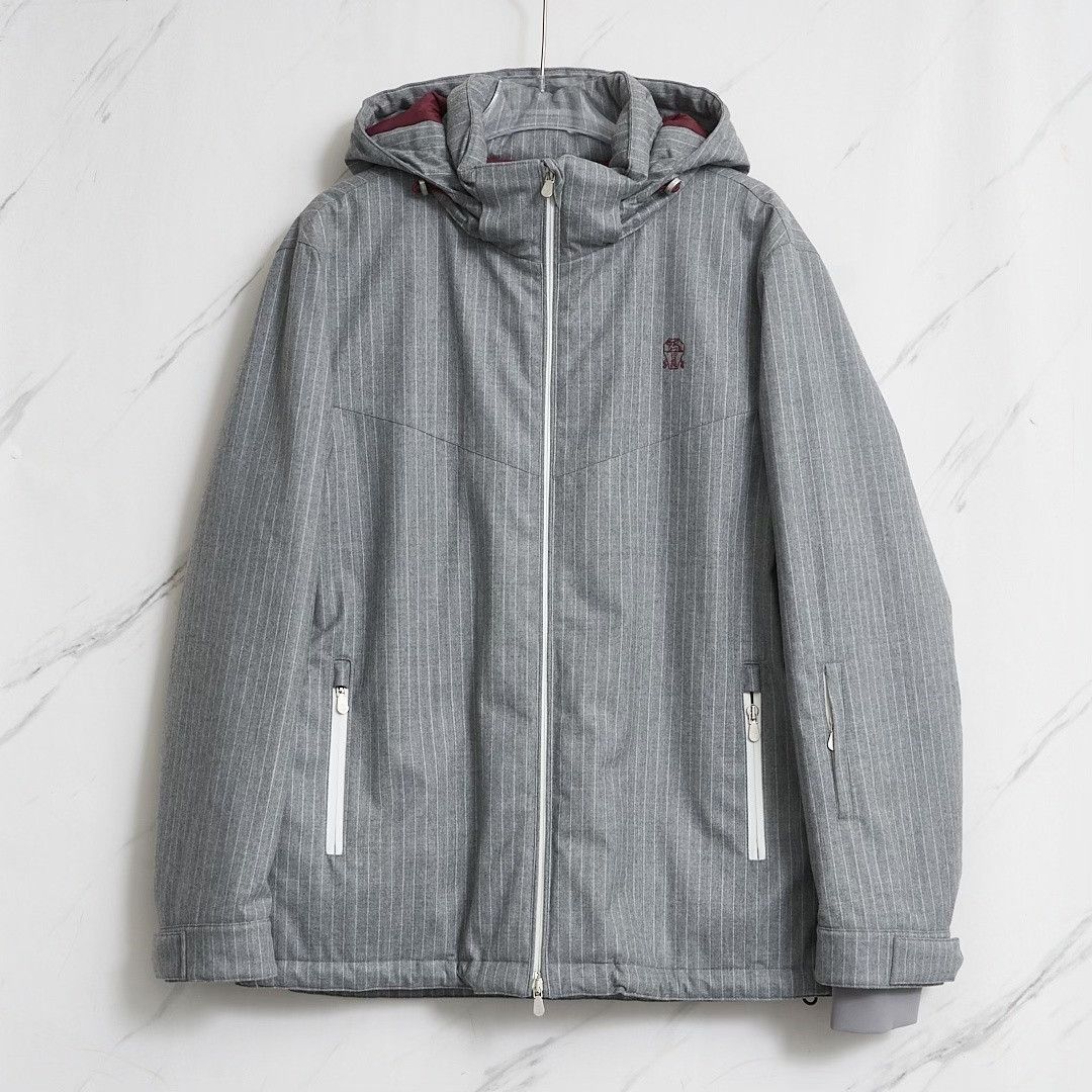 Brunello Cucinelli Brunello Cucinelli Men's Embroidered Stripe Quilted Coat Size US M / EU 48-50 / 2 - 1 Thumbnail