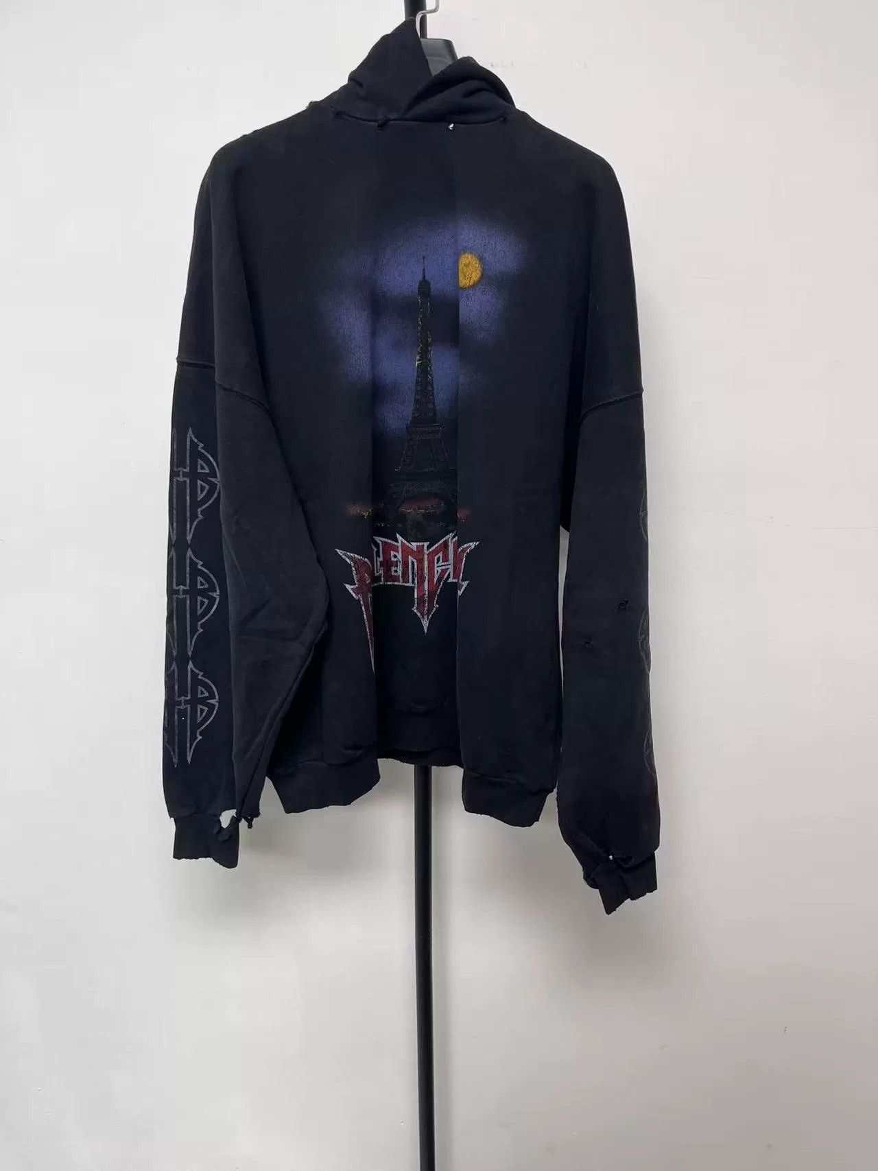 Balenciaga black hooded long sleeve sweatshirt Size S / US 4 / IT 40 - 1 Thumbnail