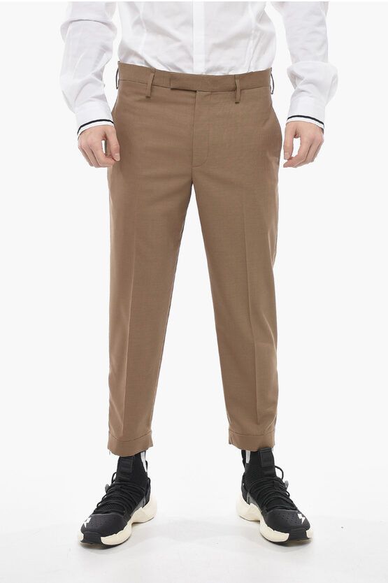 image of Neil Barrett Slim Fit Jamie Pants With Ankle Zip in Brown, Men's (Size 32)