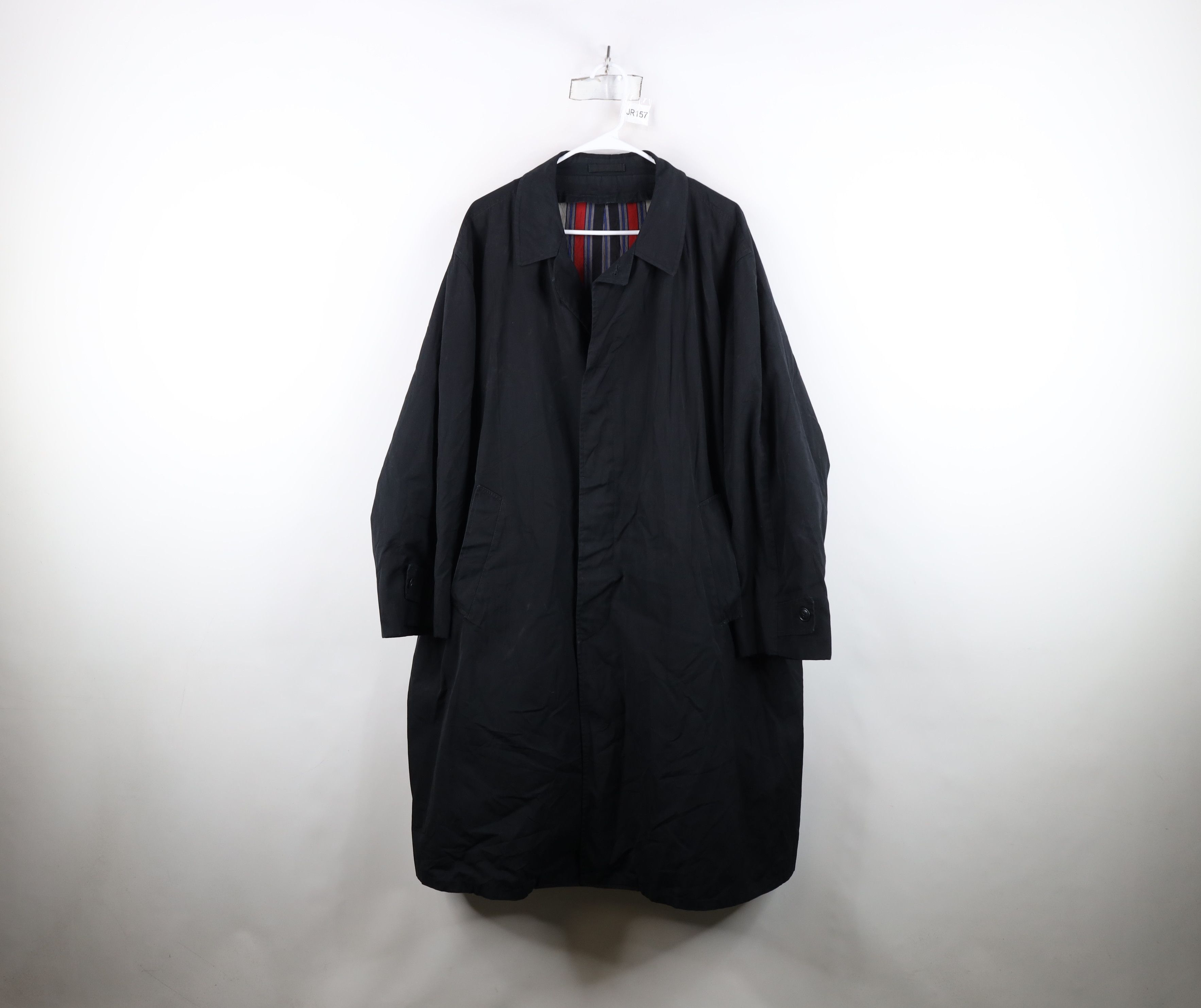 Vintage 50s 60s Rockabilly Trench Coat Rain Jacket Black USA