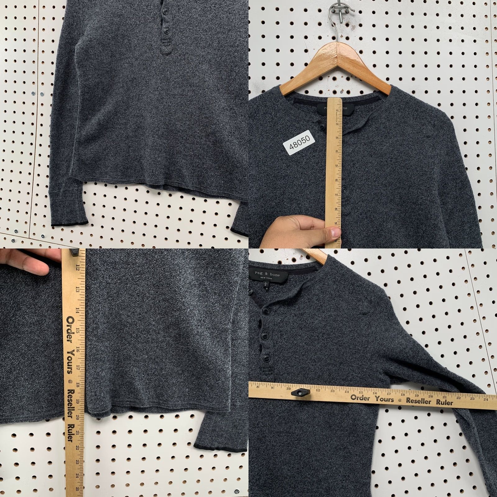 Rag & Bone Rag & bone Thermal Henley Top Womens L Gray Long Sleeve Casual Shirt Size L / US 10 / IT 46 - 8 Thumbnail