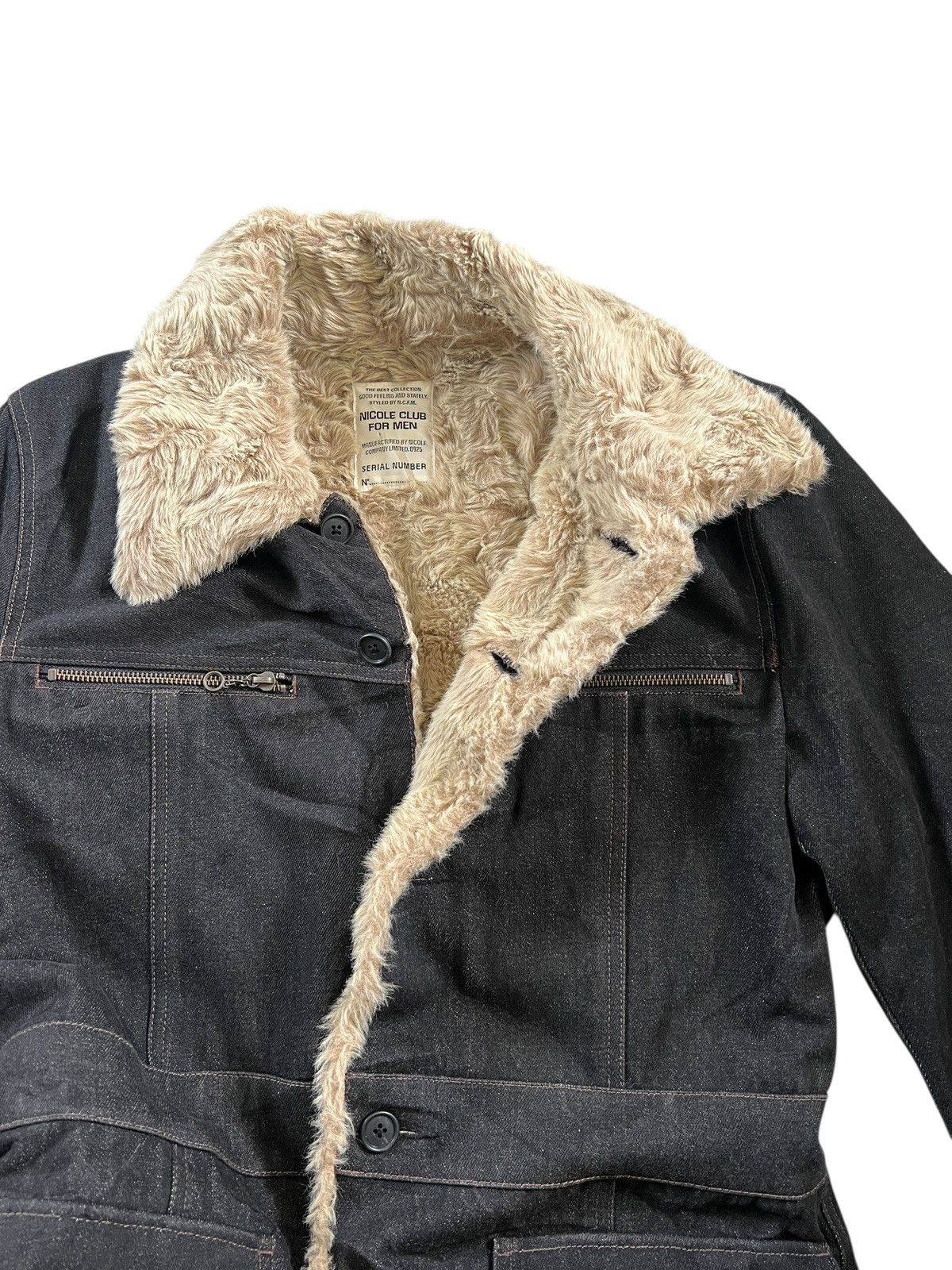 Japanese Brand 1990s Nicole Club For Men Fur Denim Chore Jacket Size US L / EU 52-54 / 3 - 8 Thumbnail