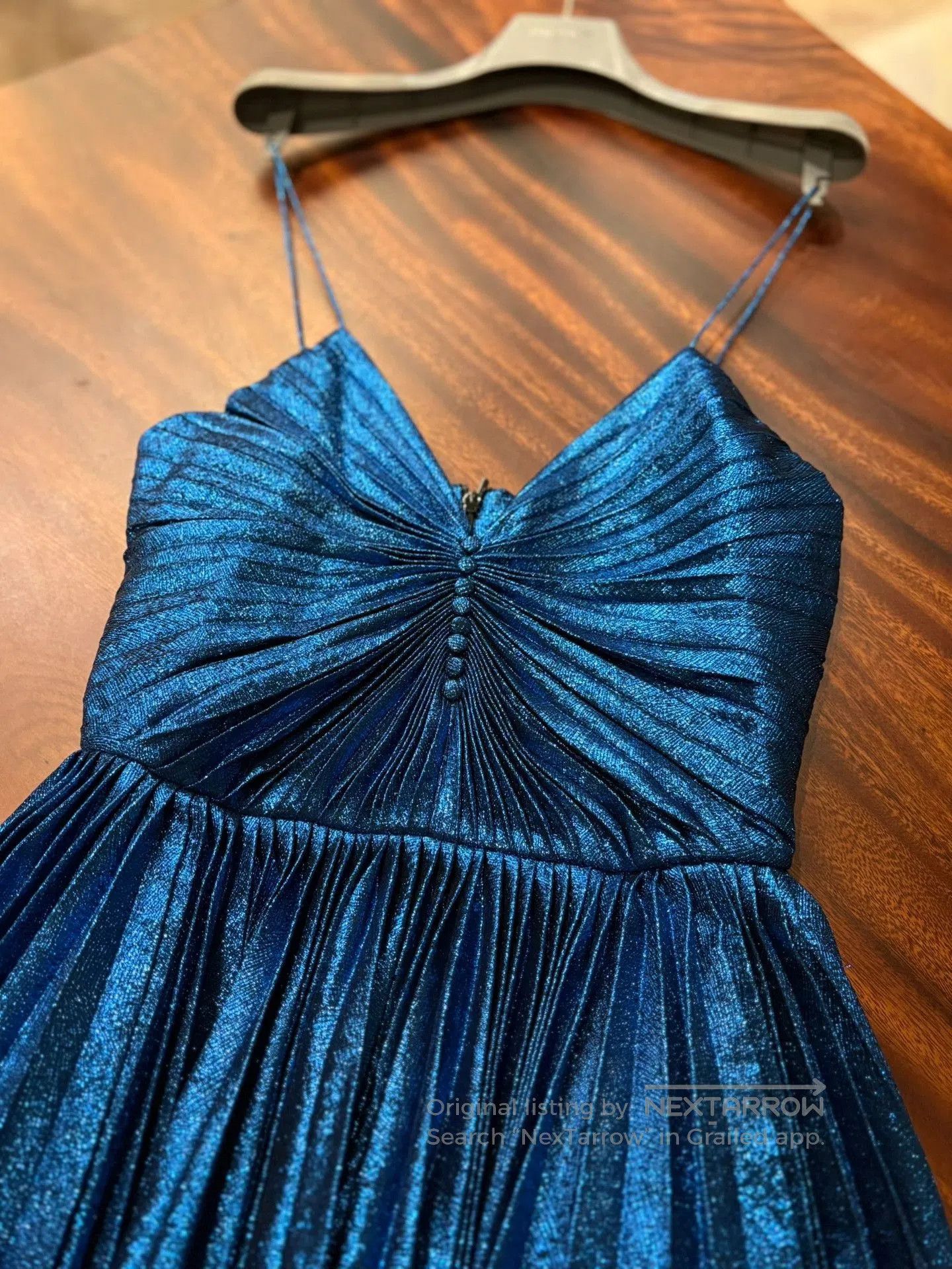 Saint Laurent Paris Saint Laurent Blue Pleated Runway Dress. Size XS / US 0-2 / IT 36-38 - 3 Thumbnail