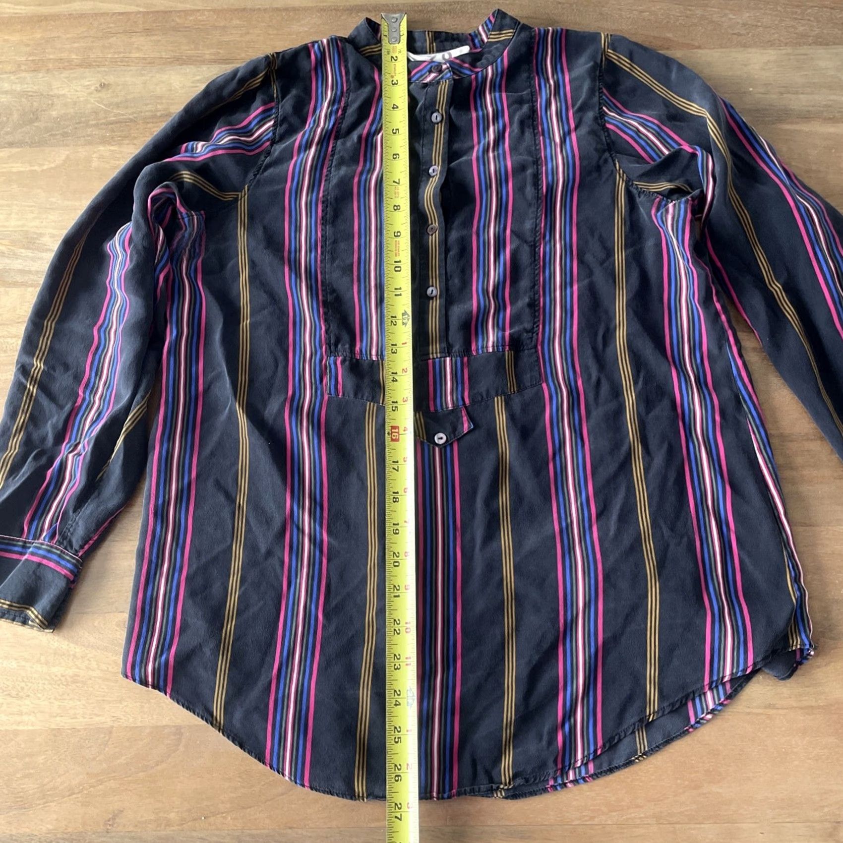 Figue Figue Blouse Shirt Womens XS Silk 100% Relaxed Buttoned Top Tunic Striped City Luxury Debutants? Size XS / US 0-2 / IT 36-38 - 6 Thumbnail