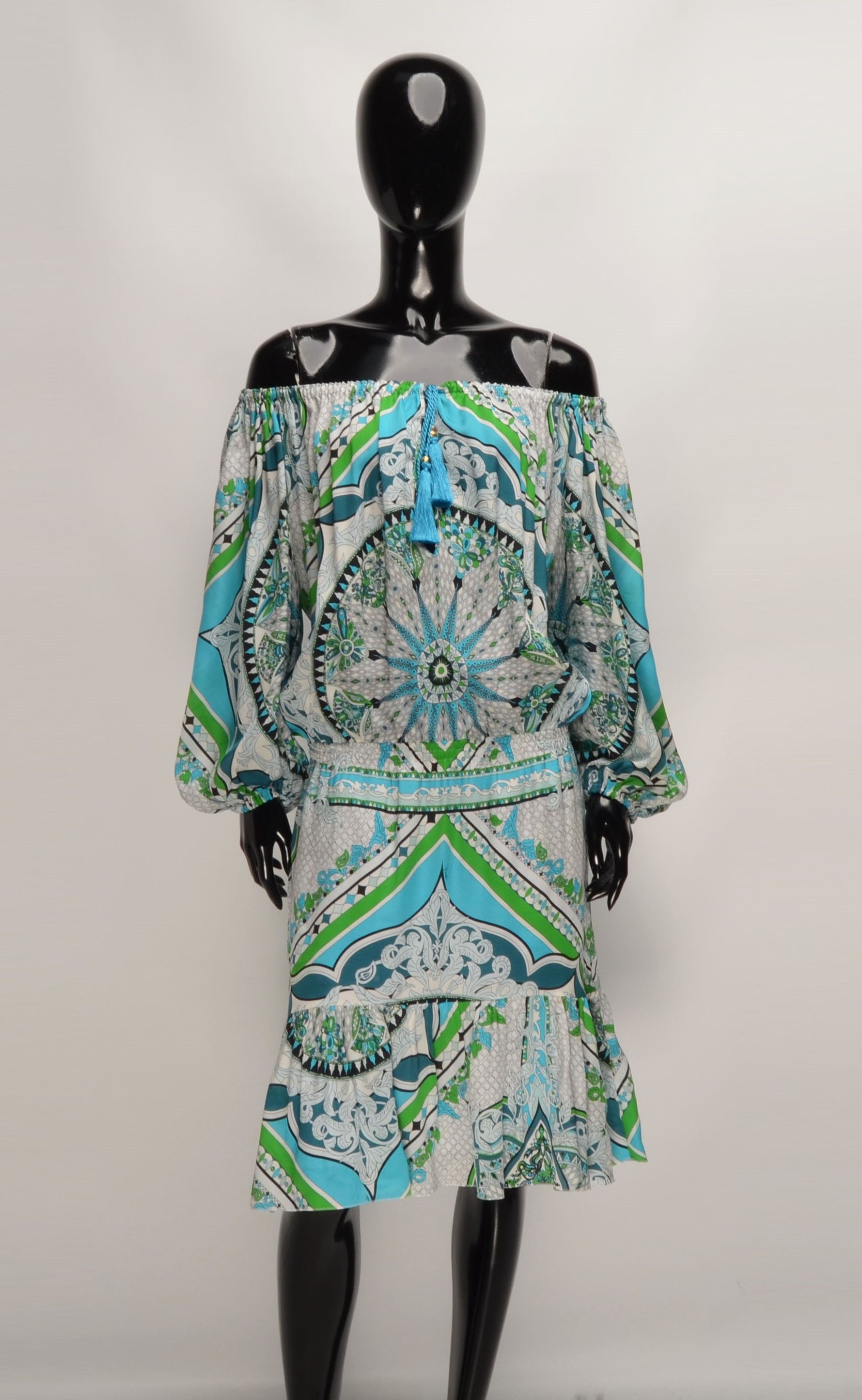 knee length dresses for ladies Baltic Born Womens Poppy Midi Dress | Blue + Off White main image 0