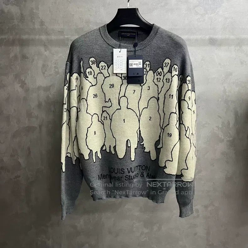 Louis Vuitton Louis Vuitton Grey jacquard round-necked sweater Size US L / EU 52-54 / 3 - 1 Thumbnail