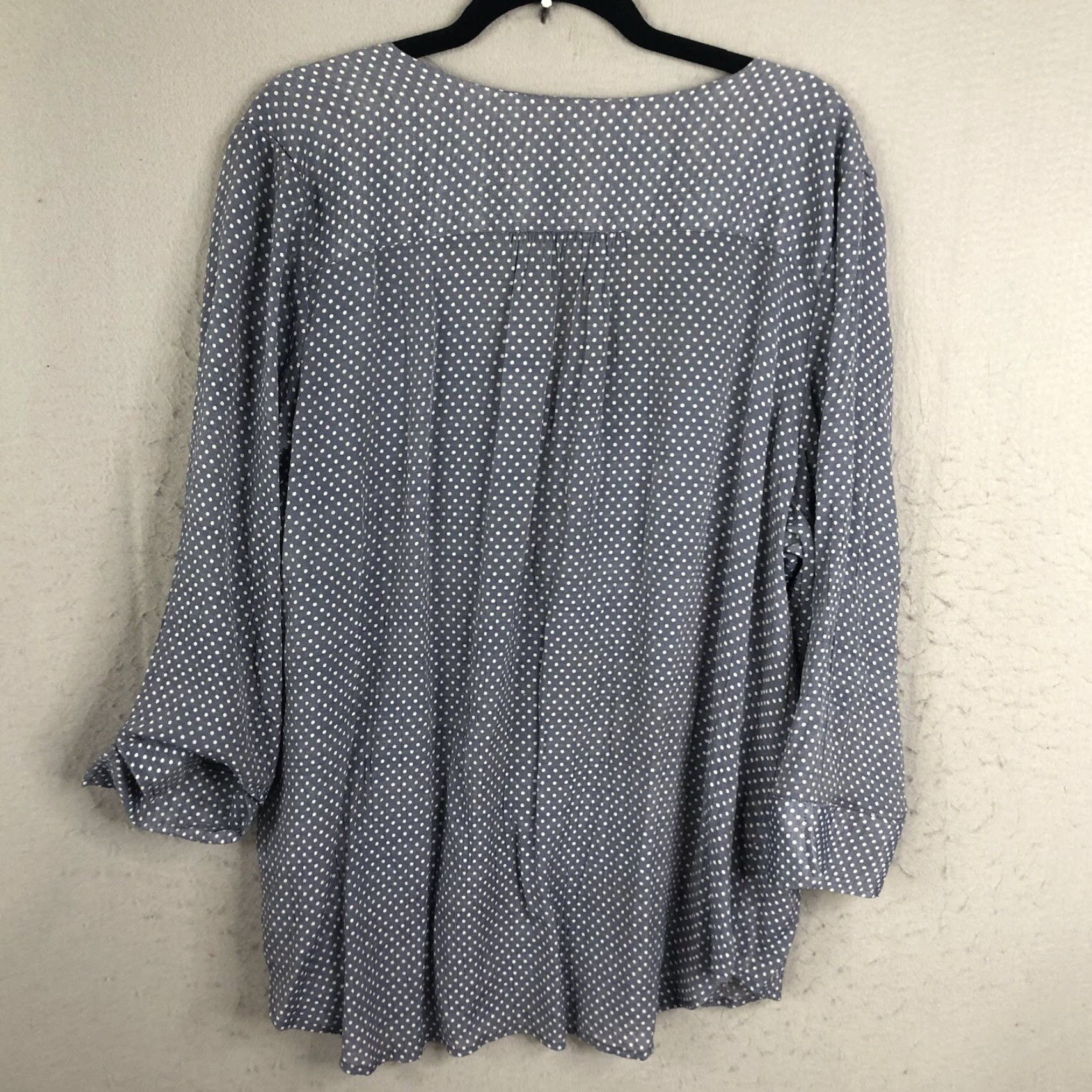 FRED Fred David Blouse Womens 2X Plus Gray White Polka Dot Semi Sheer Drapey Size XXL / US 16-18 / IT 52-54 - 3 Thumbnail