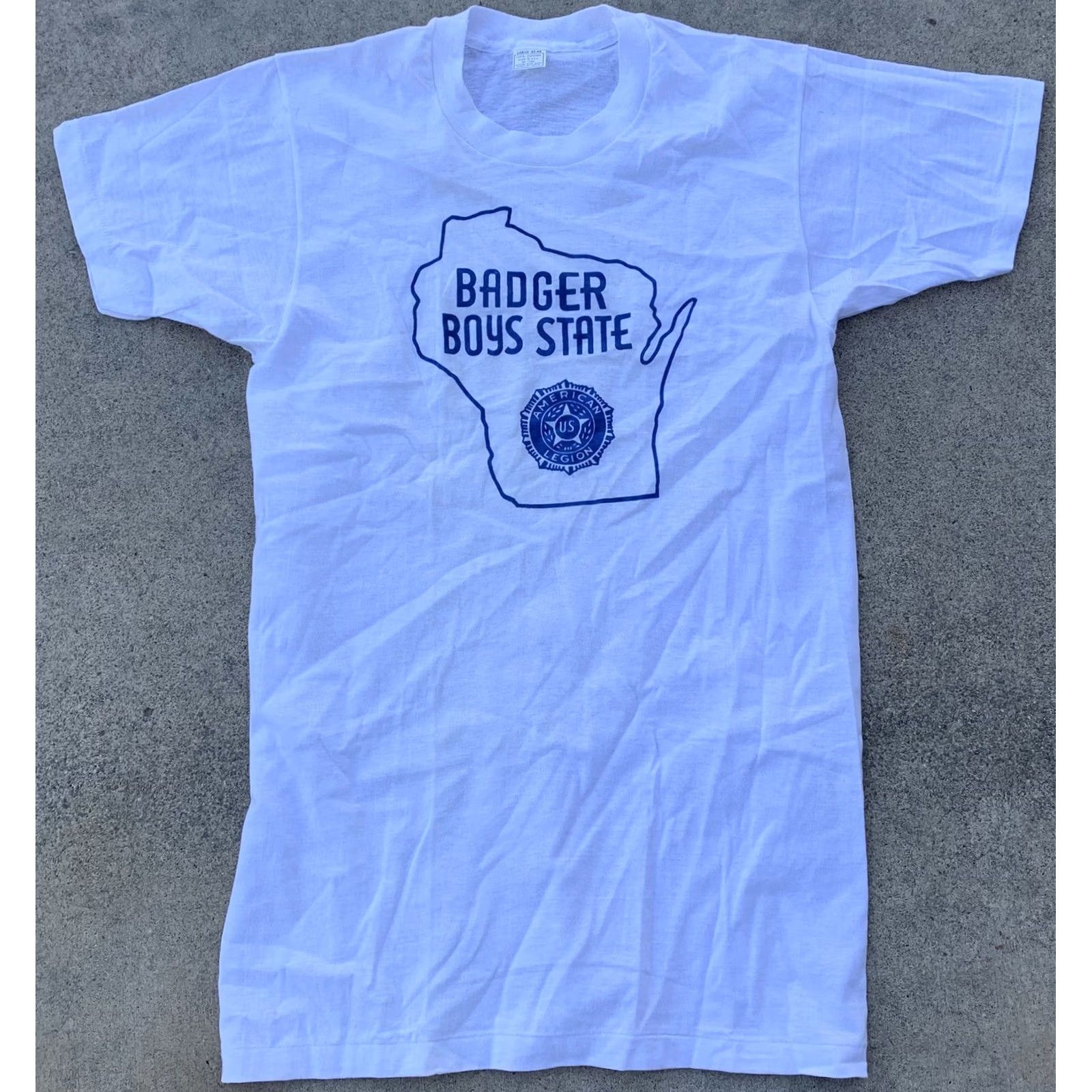 Vintage VINTAGE Badger Boys State American Legion US T Shirt Thin Single Stitch RN 13765 Mens L White 100% Cotton Short Sleeve Made in USA Size L Size US L / EU 52-54 / 3 - 5 Thumbnail