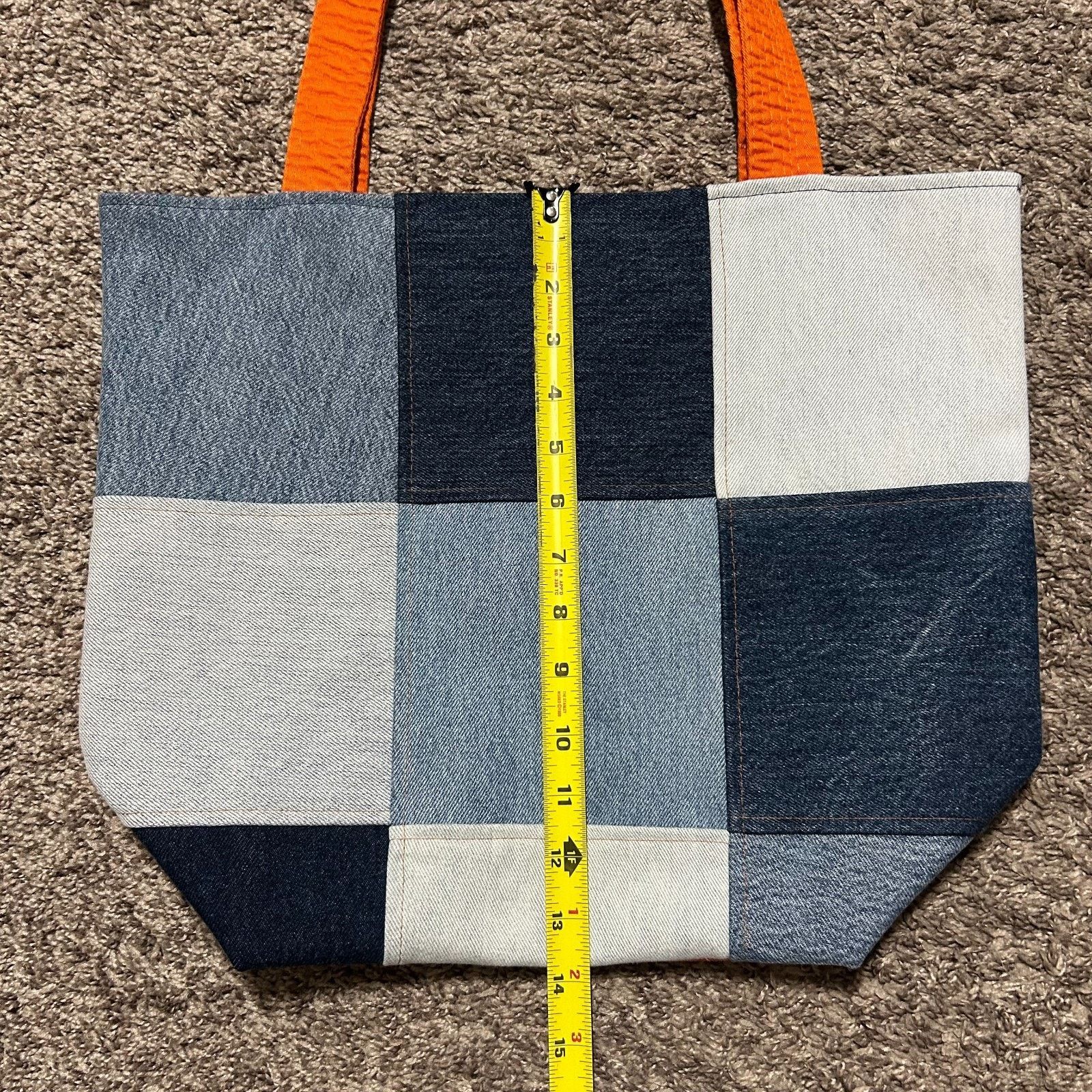 Handmade × Vintage Handmade Upcycled Vintage Fabric Tote Bag Patchwork Denim Size ONE SIZE - 7 Thumbnail