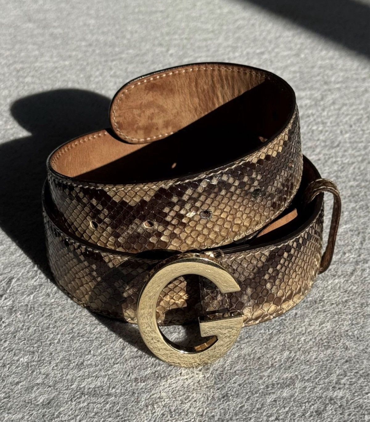 GUCCI Python Leather G Buckle Belt Demna Nettspend Tom Ford