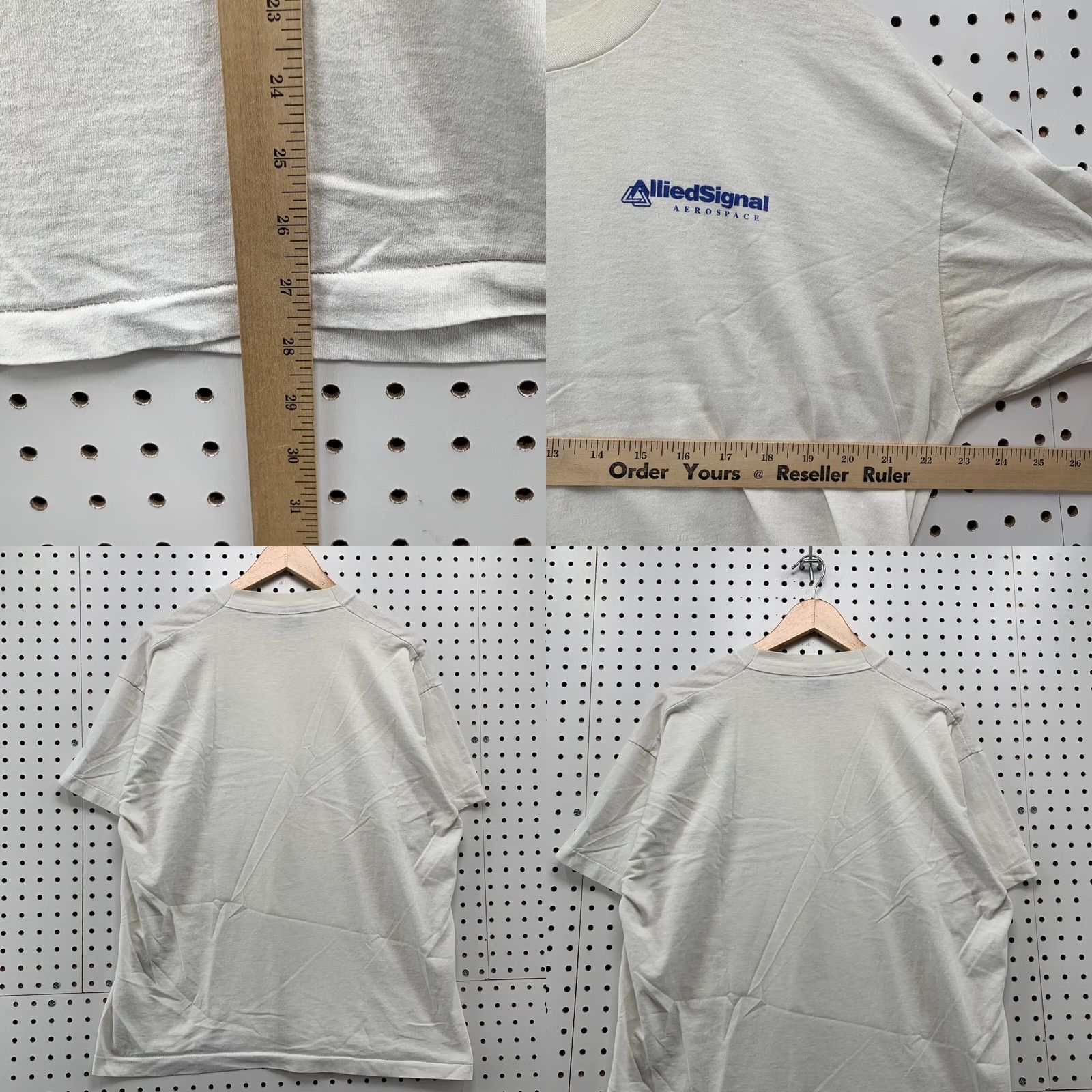 Fruit Of The Loom VINTAGE Aerospace Shirt White Single Stitch Allied Signal Adult Men XL 90s Size US XL / EU 56 / 4 - 8 Thumbnail