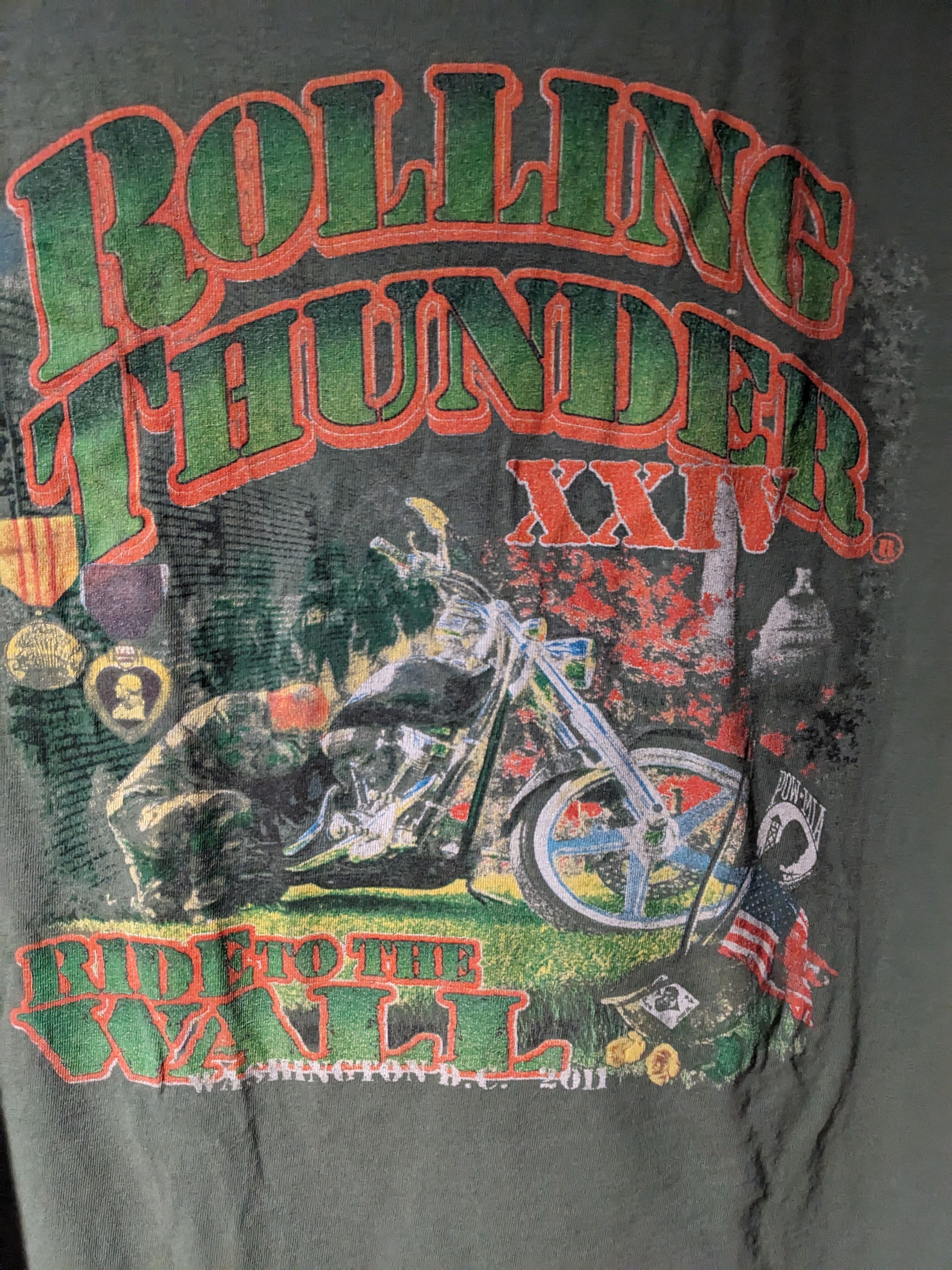 Harley Davidson × Vintage Vintage Rolling Thunder Motorcycle Veterans POW T-Shirt Size US XL / EU 56 / 4 - 2 Thumbnail