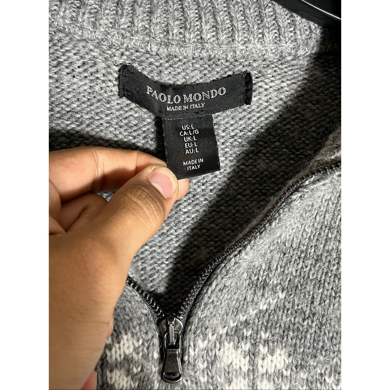 Paolo Mondo Paolo Mondo Italy Fair Isle Wool Blend Quarter Zip Sweater Size US L / EU 52-54 / 3 - 3 Thumbnail