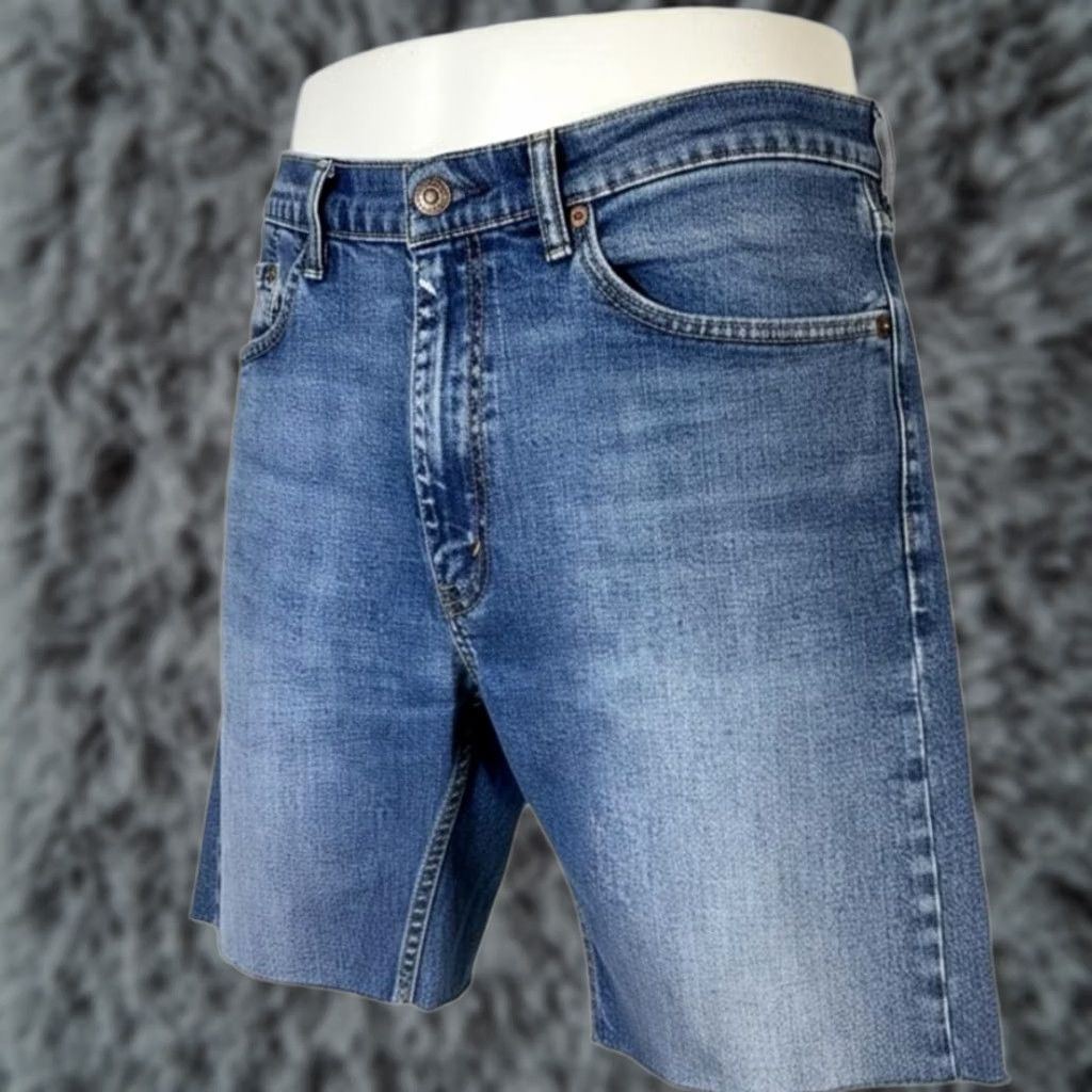 CO Levi Strauss & Co Denim Jean Shorts Mens 36 Blue Bermuda Casual Classic 5-Pocket Zip Fly Linen? (Oops) Size US 36 / EU 52 - 1 Thumbnail