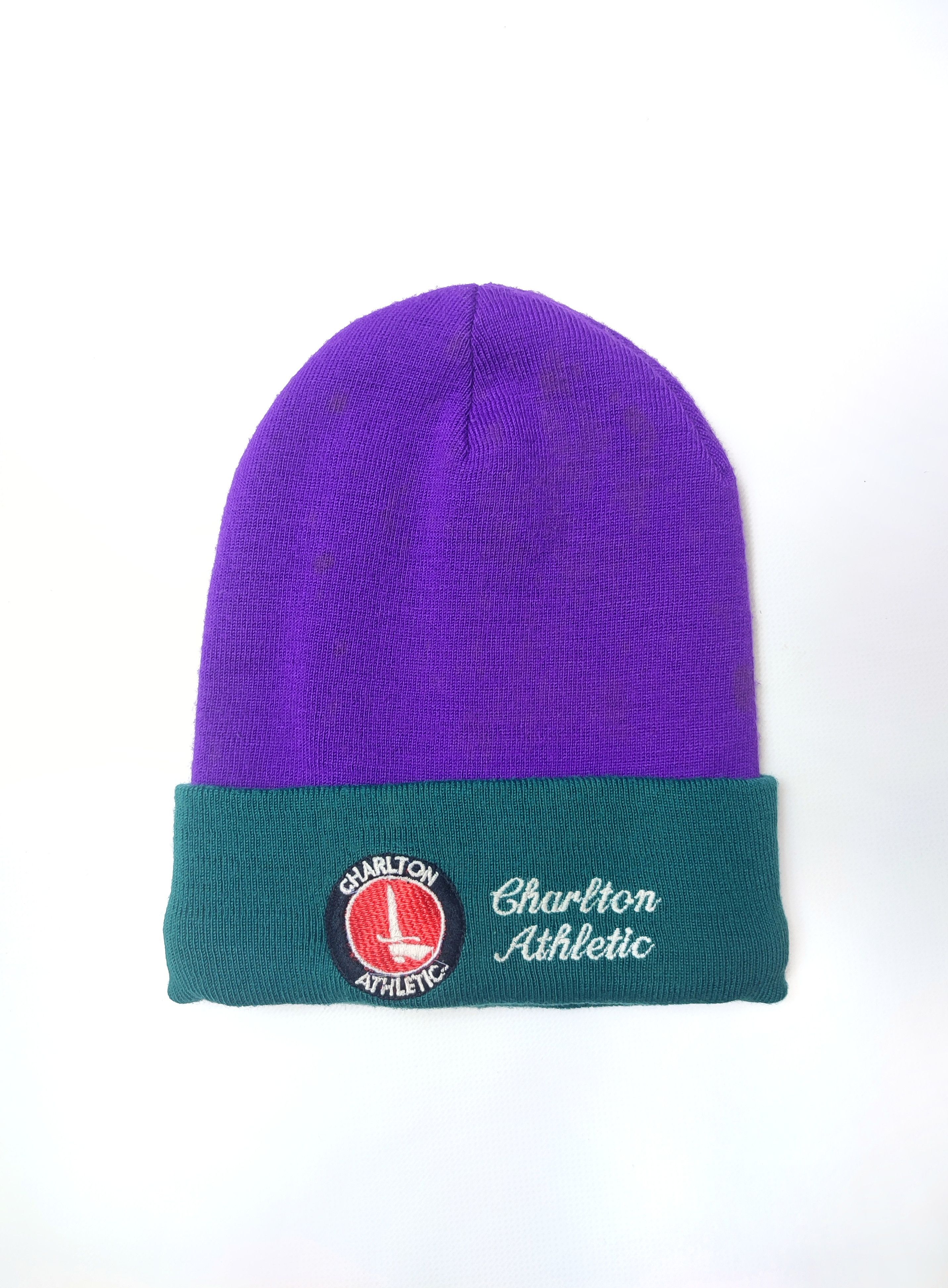 Vintage Charlton Athletic Purple Green Cuff Knit Beanie Vintage Size ONE SIZE - 2 Thumbnail