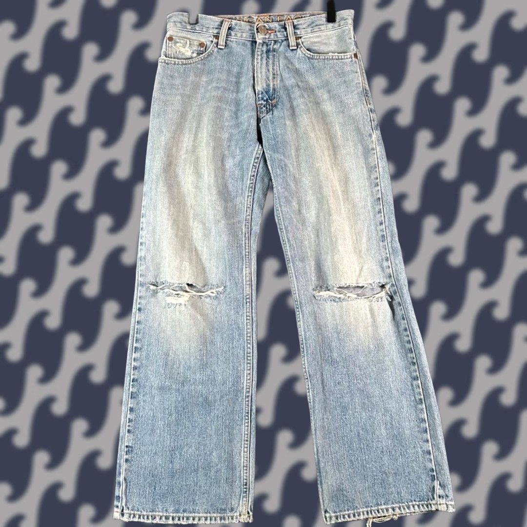 American Eagle Outfitters VINTAGE American Eagle Outfitters Women Jeans Light Wash Distressed Knee Flare Leg 26x28 Women Blue Wide-Leg 26 Womens Jeans Flare Size 26" / US 2 / IT 38 - 1 Thumbnail