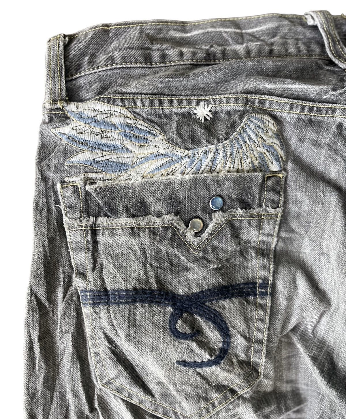 If Six Was Nine JAPANESE VINTAGE BOOTCUT DISTRESSED FADED BAGGY JEANS Size US 37 - 5 Thumbnail