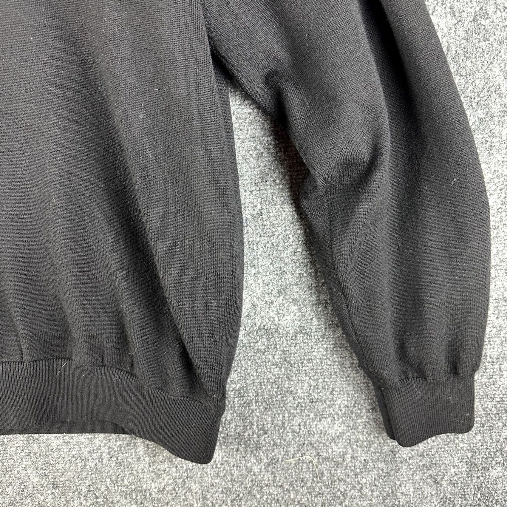 Vintage Fairway & Greene Sweater Mens XL Black 1/4 Zip Lined Wool Ribbed Cuffs V-Neck Pullover Knit Regular Seasonal Size US XL / EU 56 / 4 - 3 Thumbnail