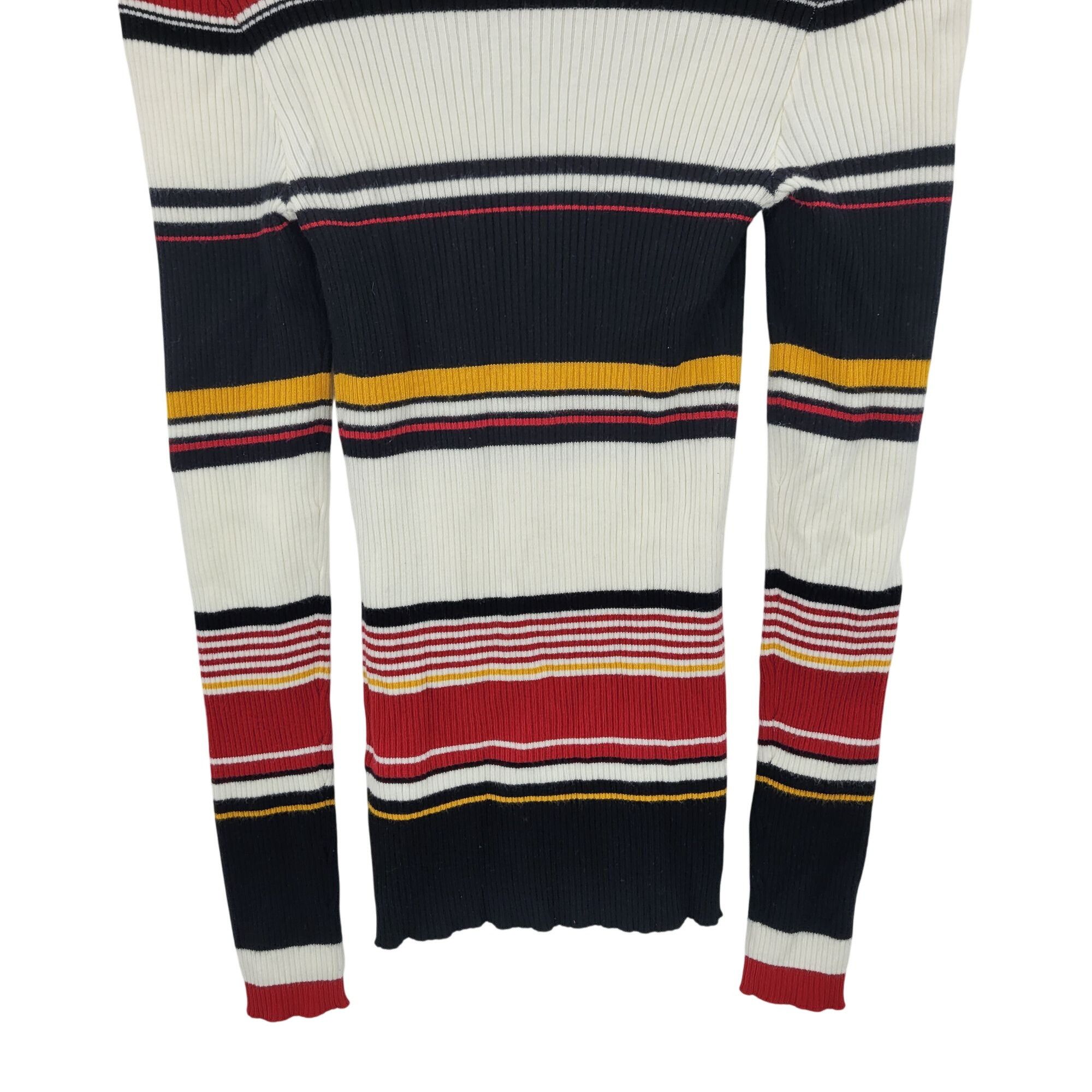Guess Vtg 90s Guess Womens White Striped Ribbed Knit Sweater Sz M Size M / US 6-8 / IT 42-44 - 7 Thumbnail